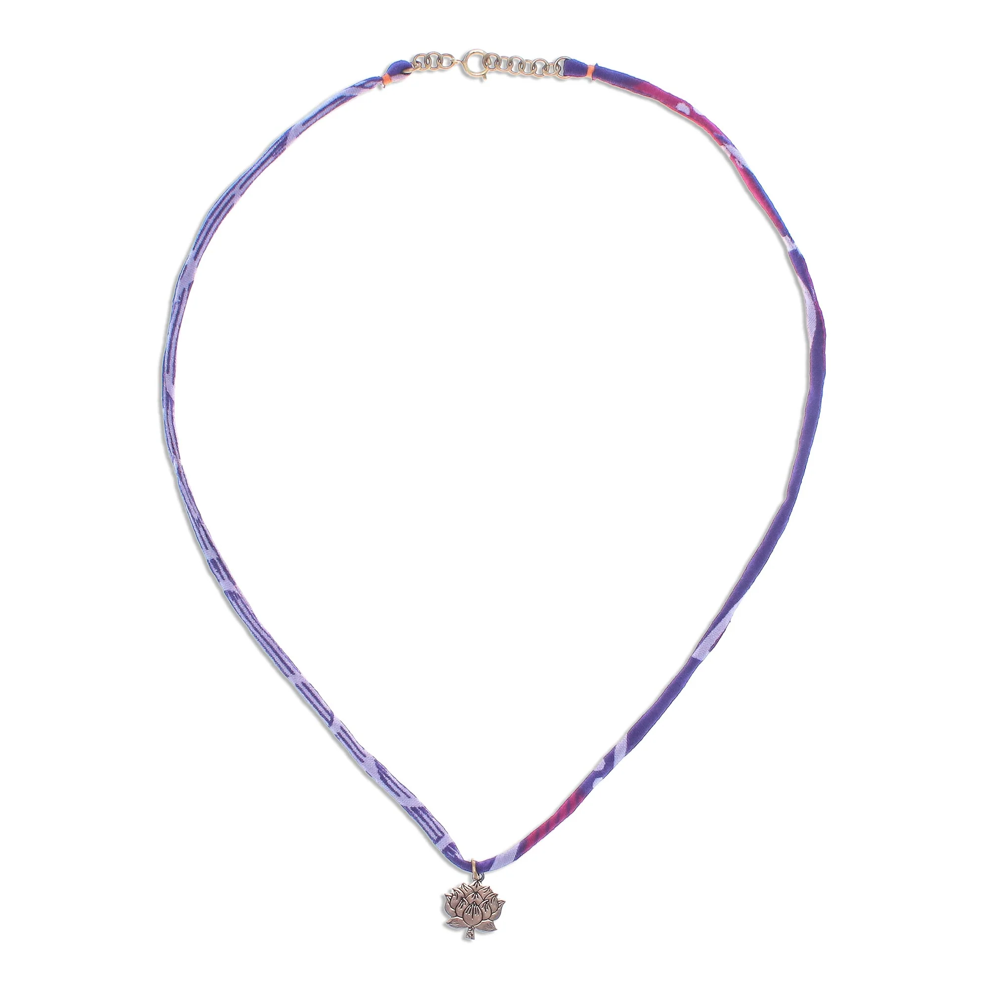 Cool Majestic Lotus Lotus Flower Brass Pendant Necklace in Purple from Thailand - Image 5