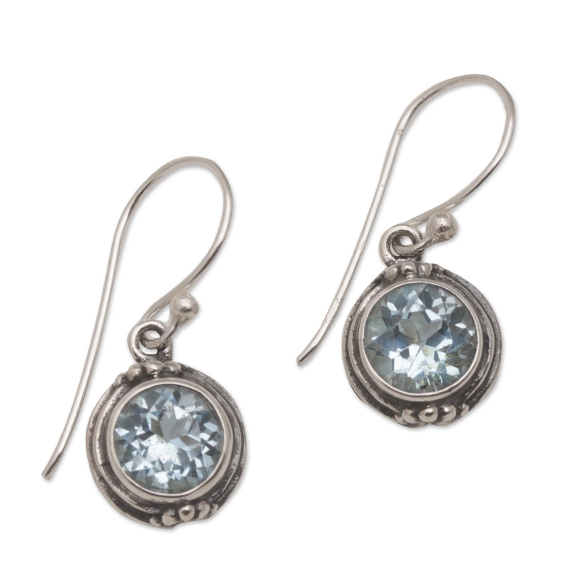 Cool Radiance Blue Topaz & Silver Dangle Earrings - Image 2