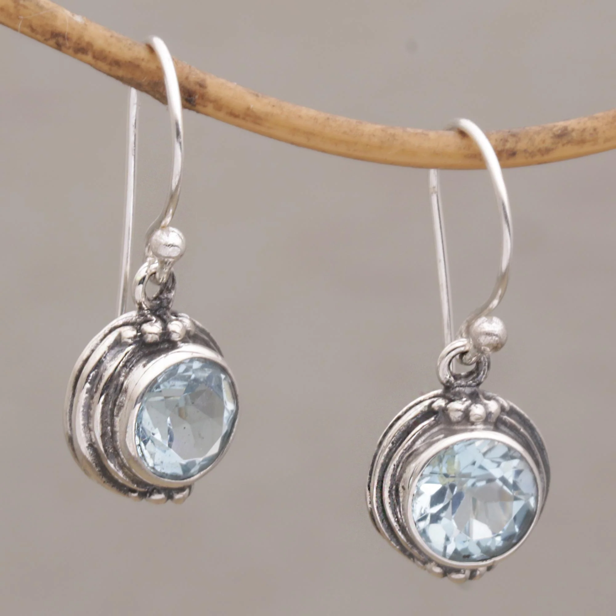 Cool Radiance Blue Topaz & Silver Dangle Earrings - Image 3