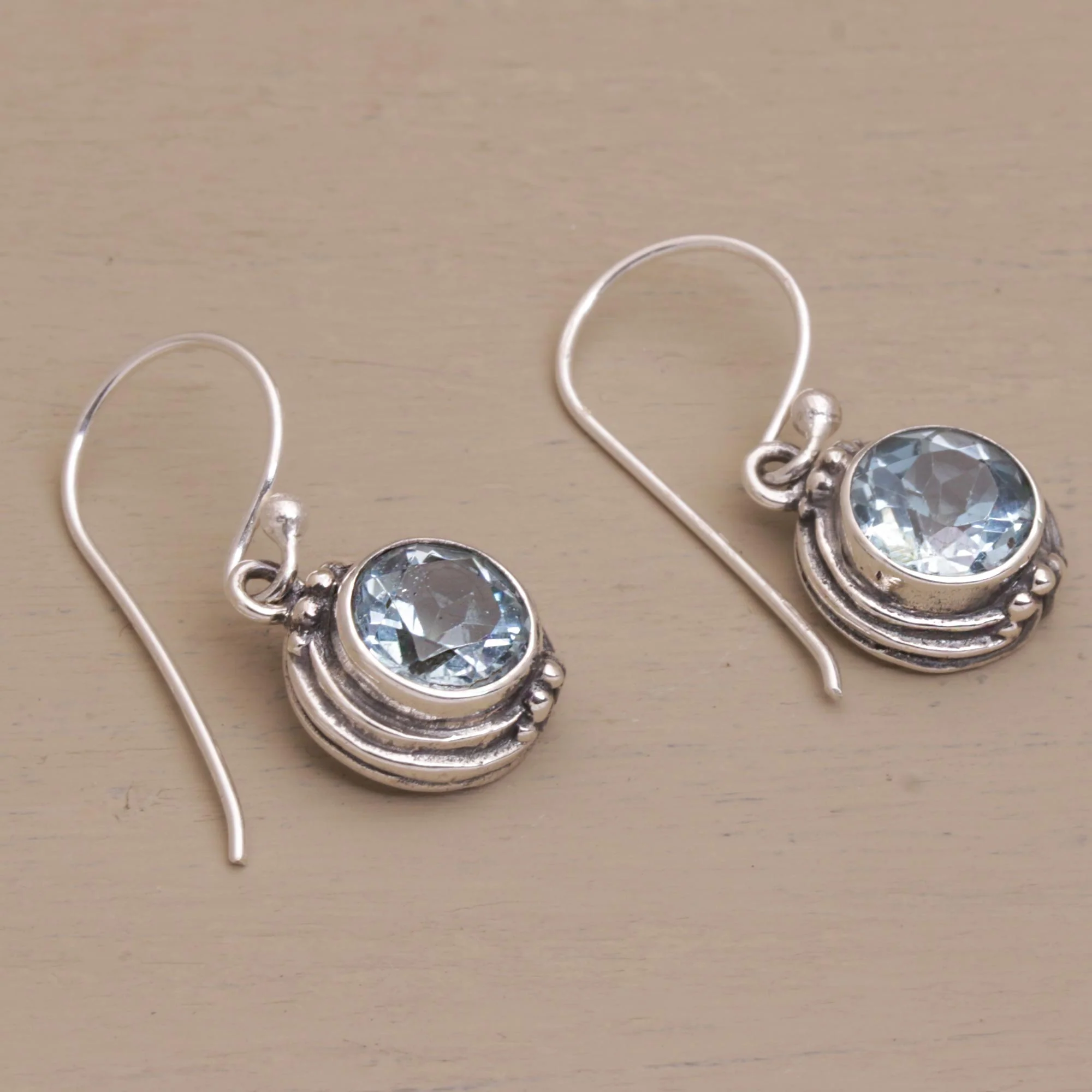 Cool Radiance Blue Topaz & Silver Dangle Earrings - Image 4