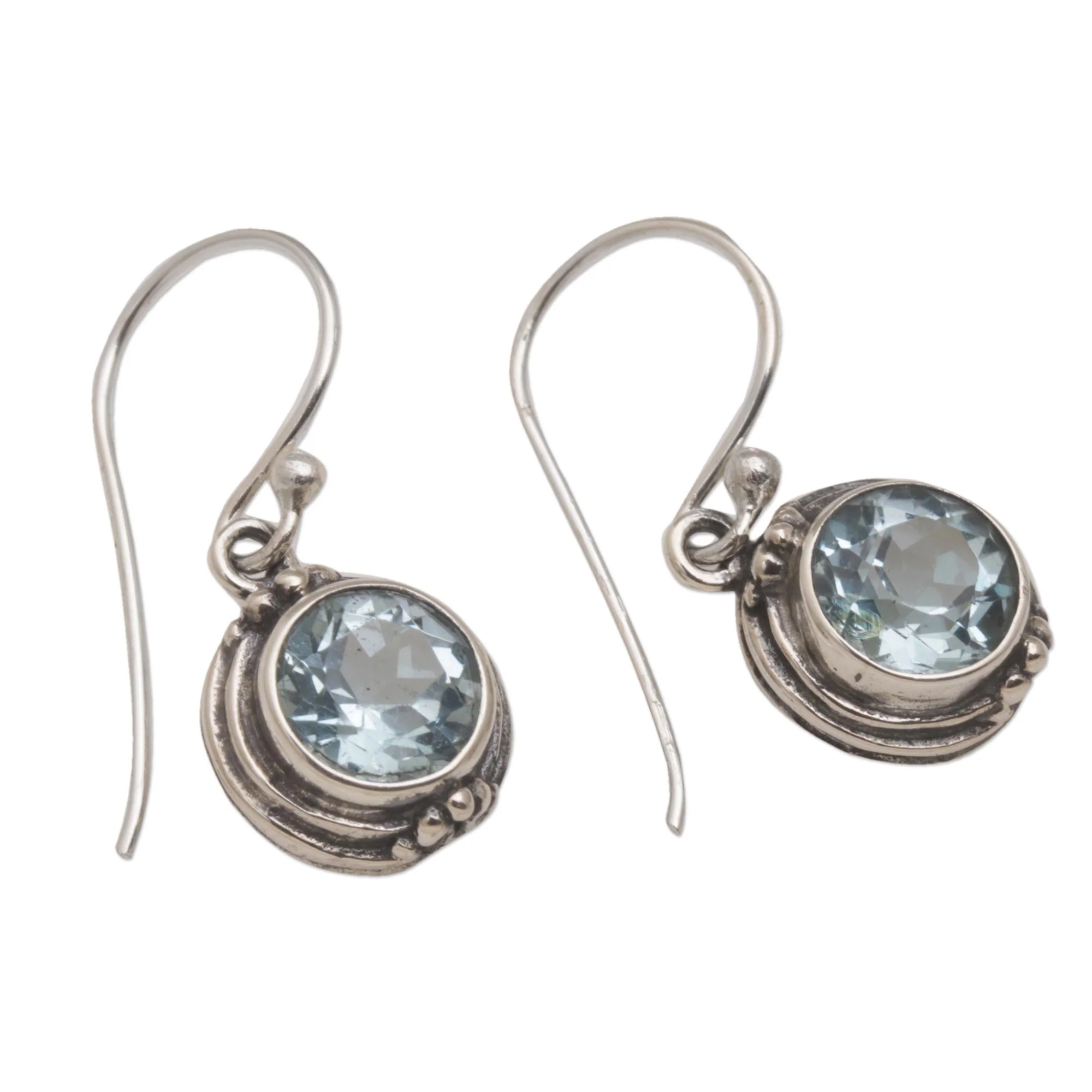 Cool Radiance Blue Topaz & Silver Dangle Earrings - Image 5