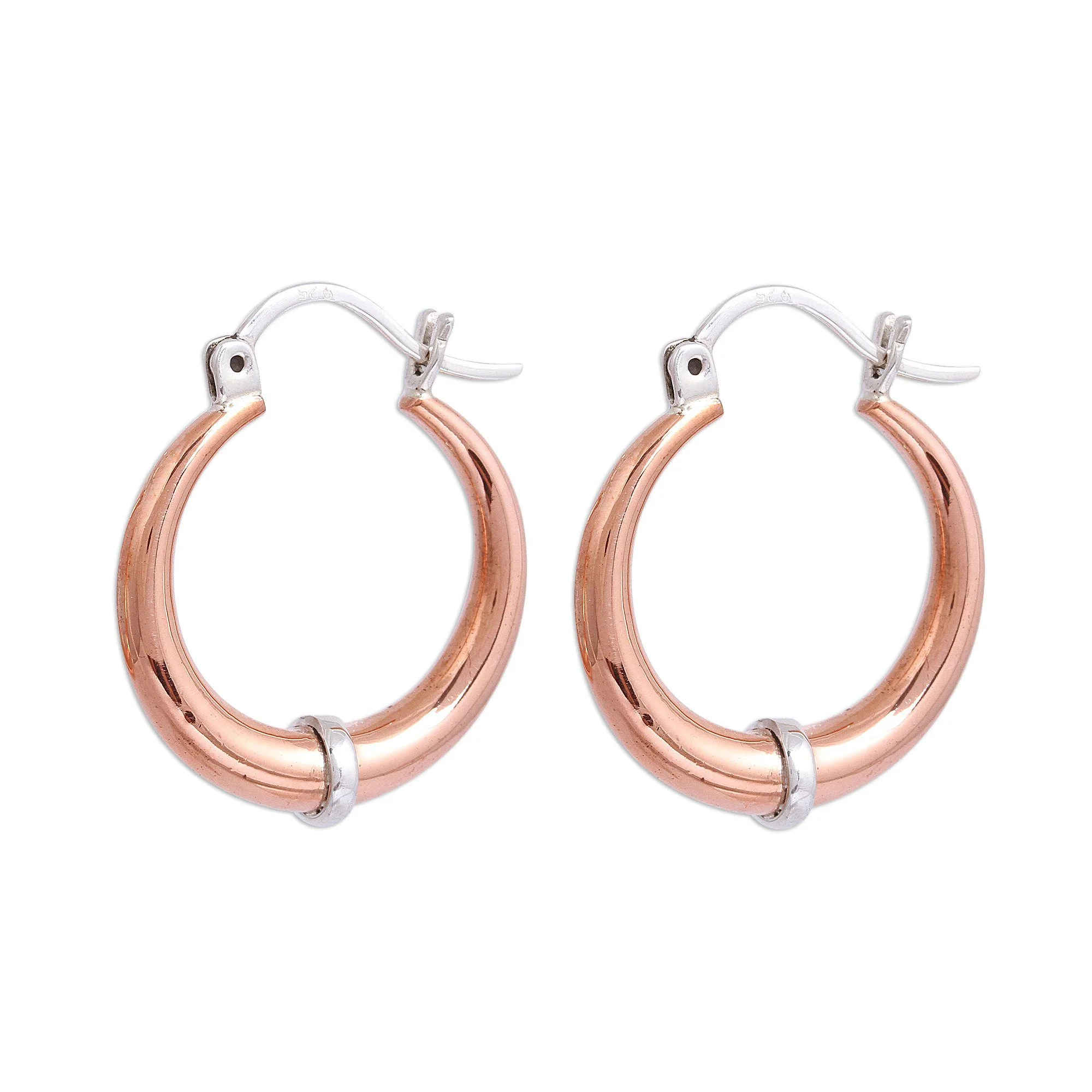 Copper Crescents Sterling Silver Hoop Earrings - Image 2