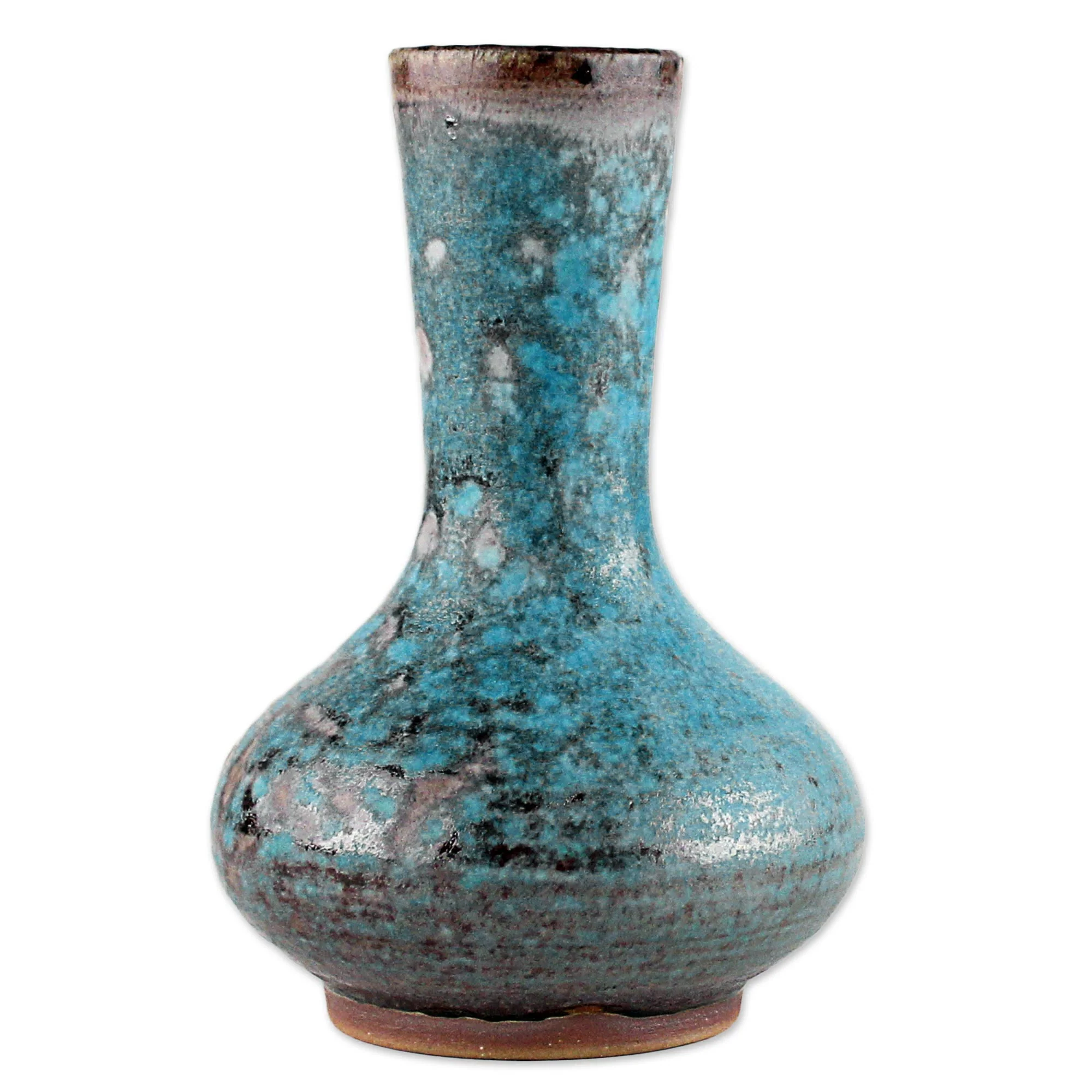 Coral Cluster Hand Crafted Turquoise Thai Celadon Ceramic Bud Vase - Image 2