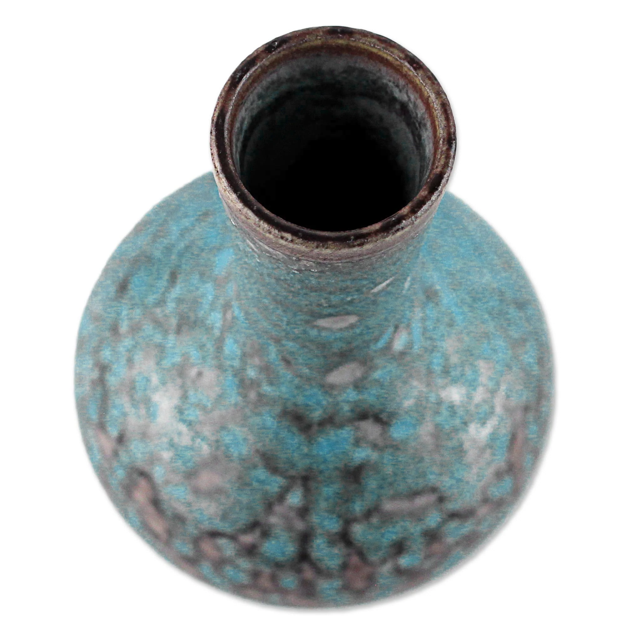 Coral Cluster Hand Crafted Turquoise Thai Celadon Ceramic Bud Vase - Image 5