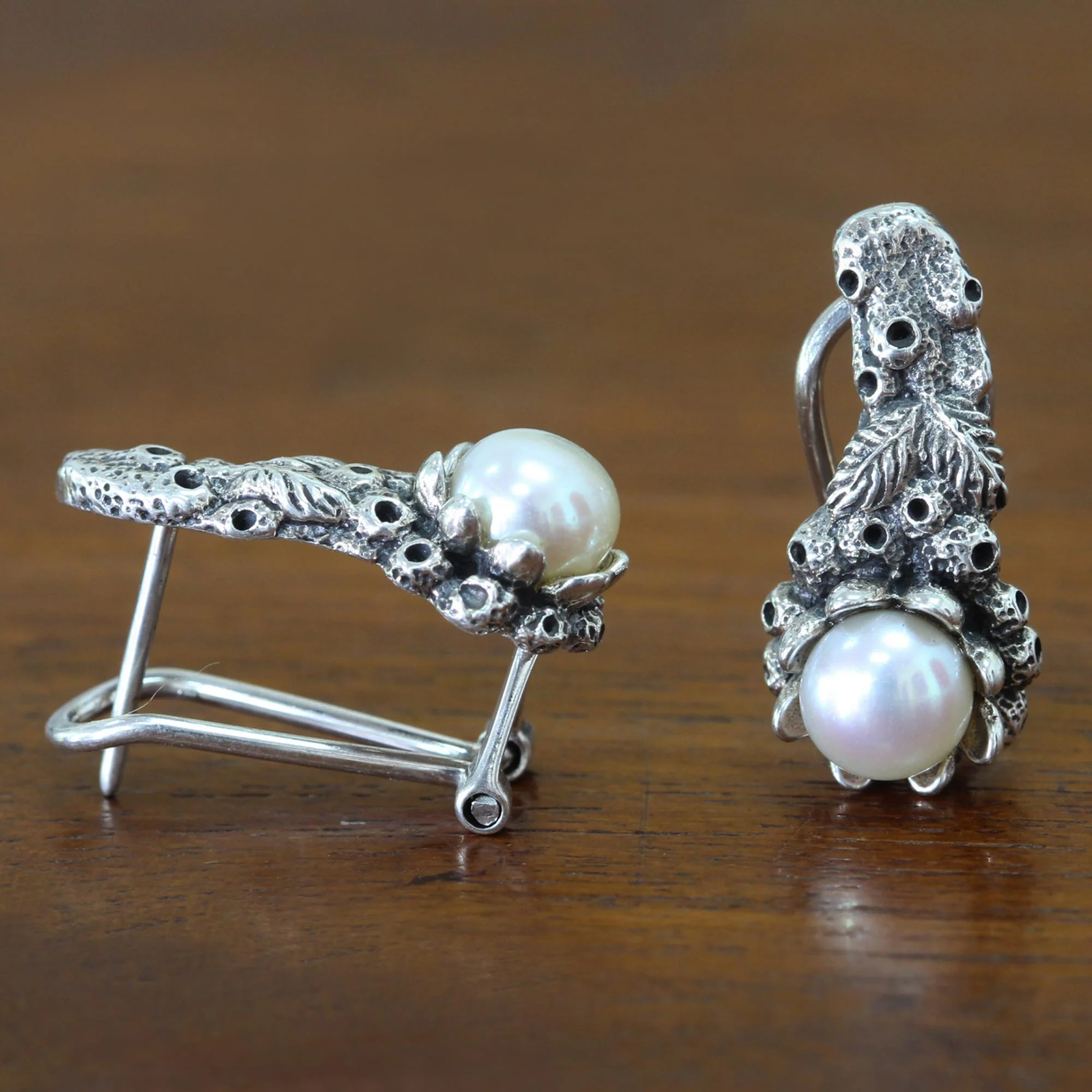 Coral Reef Pearl Drop Earrings - Image 2