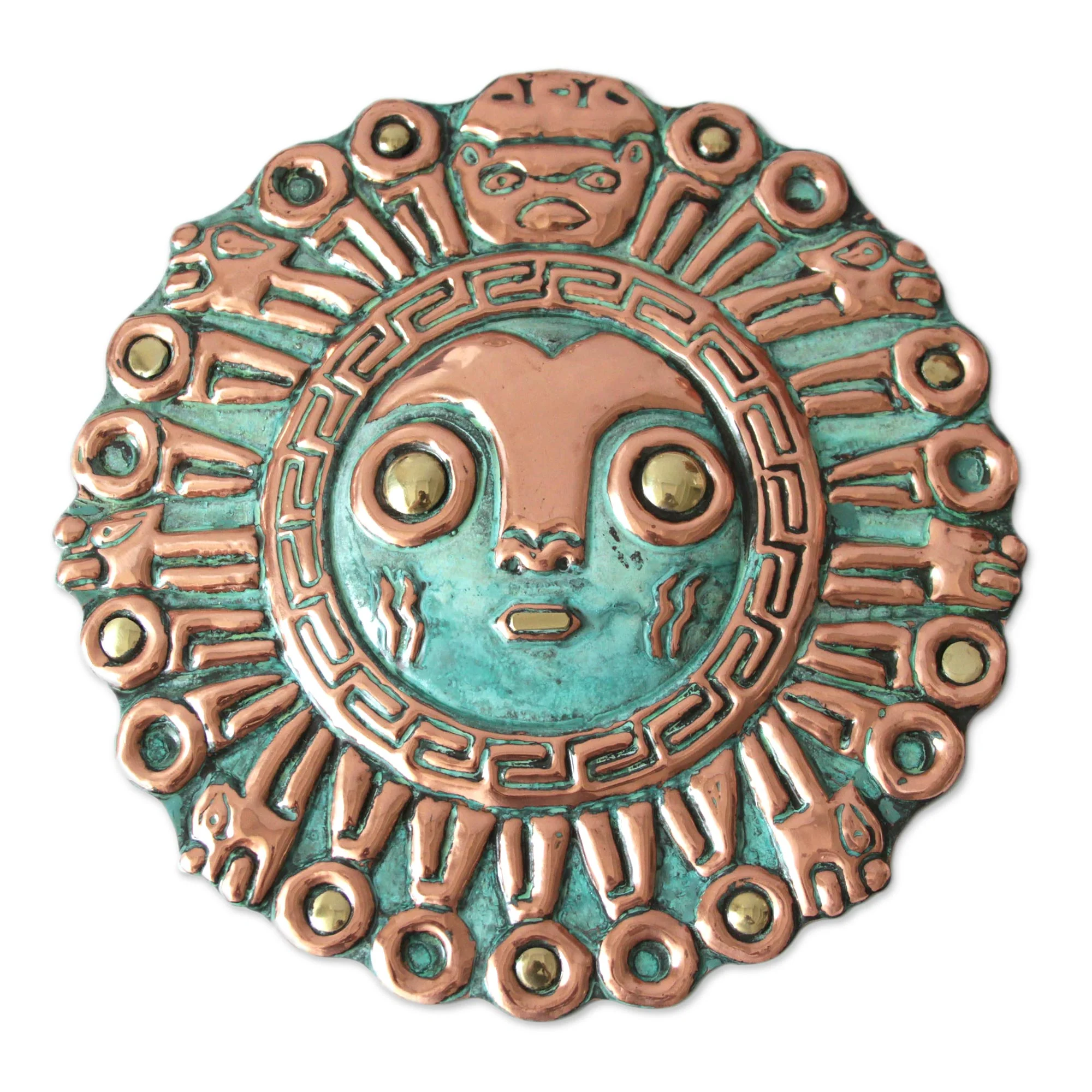 Coricancha Sun Hand Made Archaeological Bronze and Copper Mask - Image 2