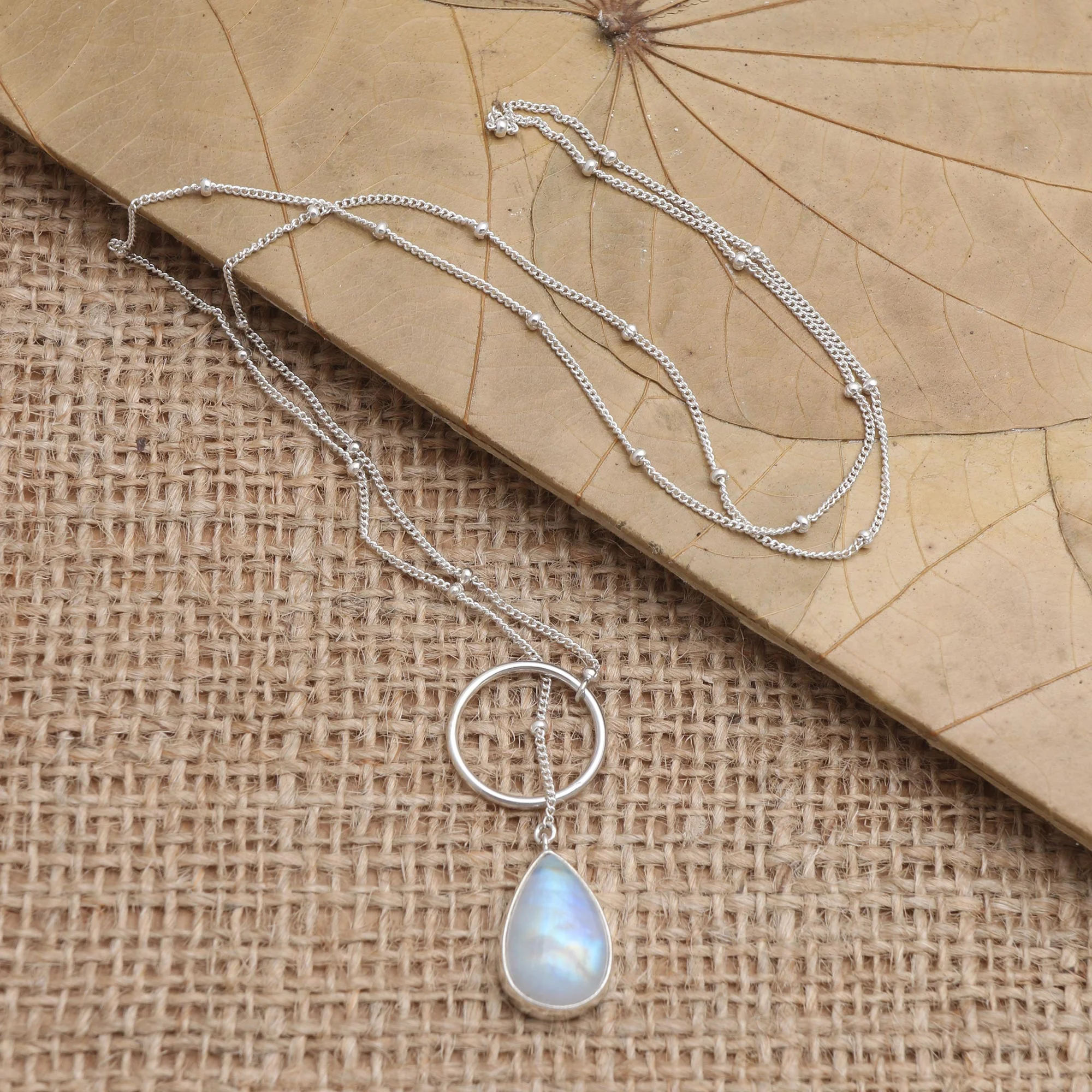 Country Rain Sterling Silver and Rainbow Moonstone Pendant Necklace - Image 3