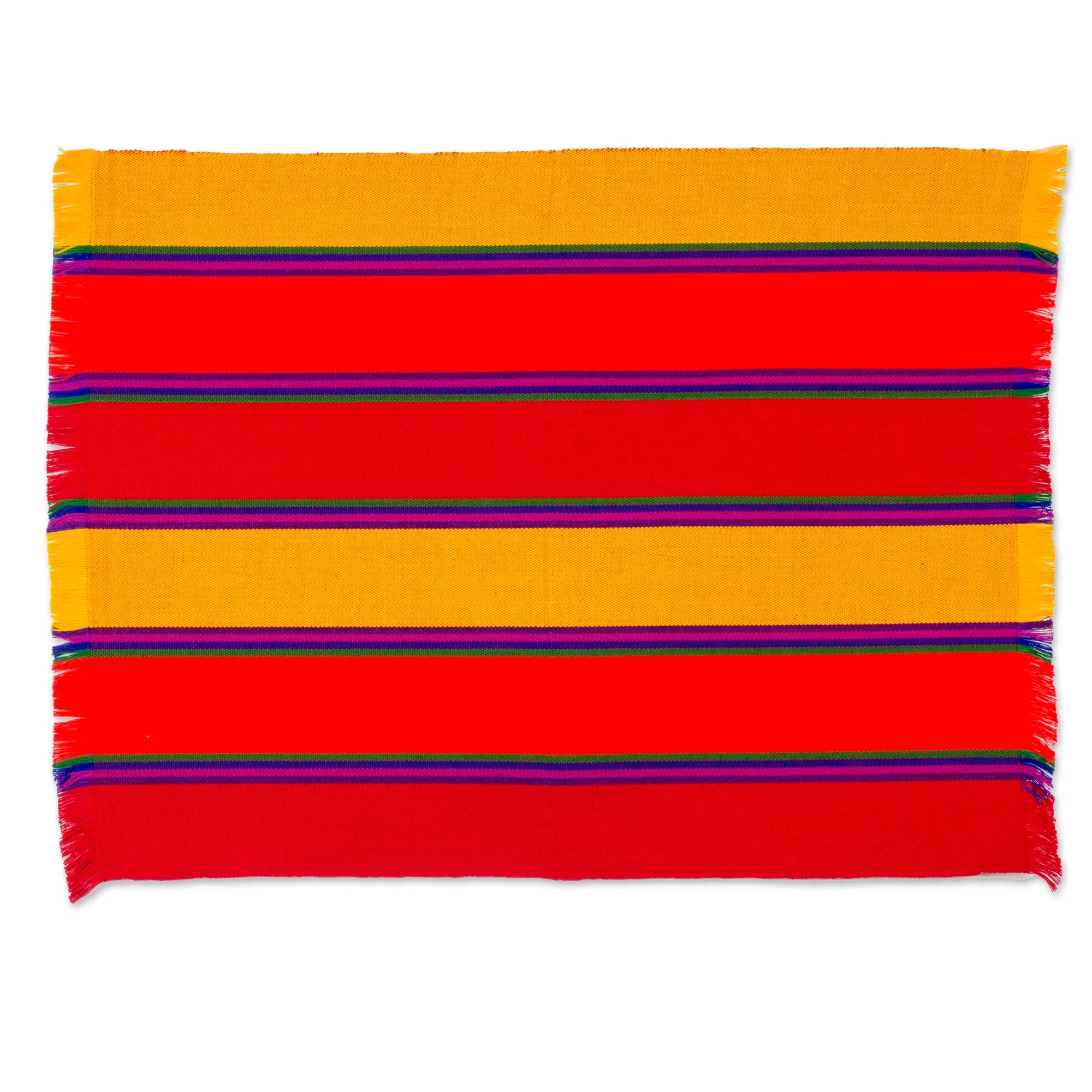 Country Sunset Six Handwoven Striped Cotton Placemats from Guatemala - Image 4
