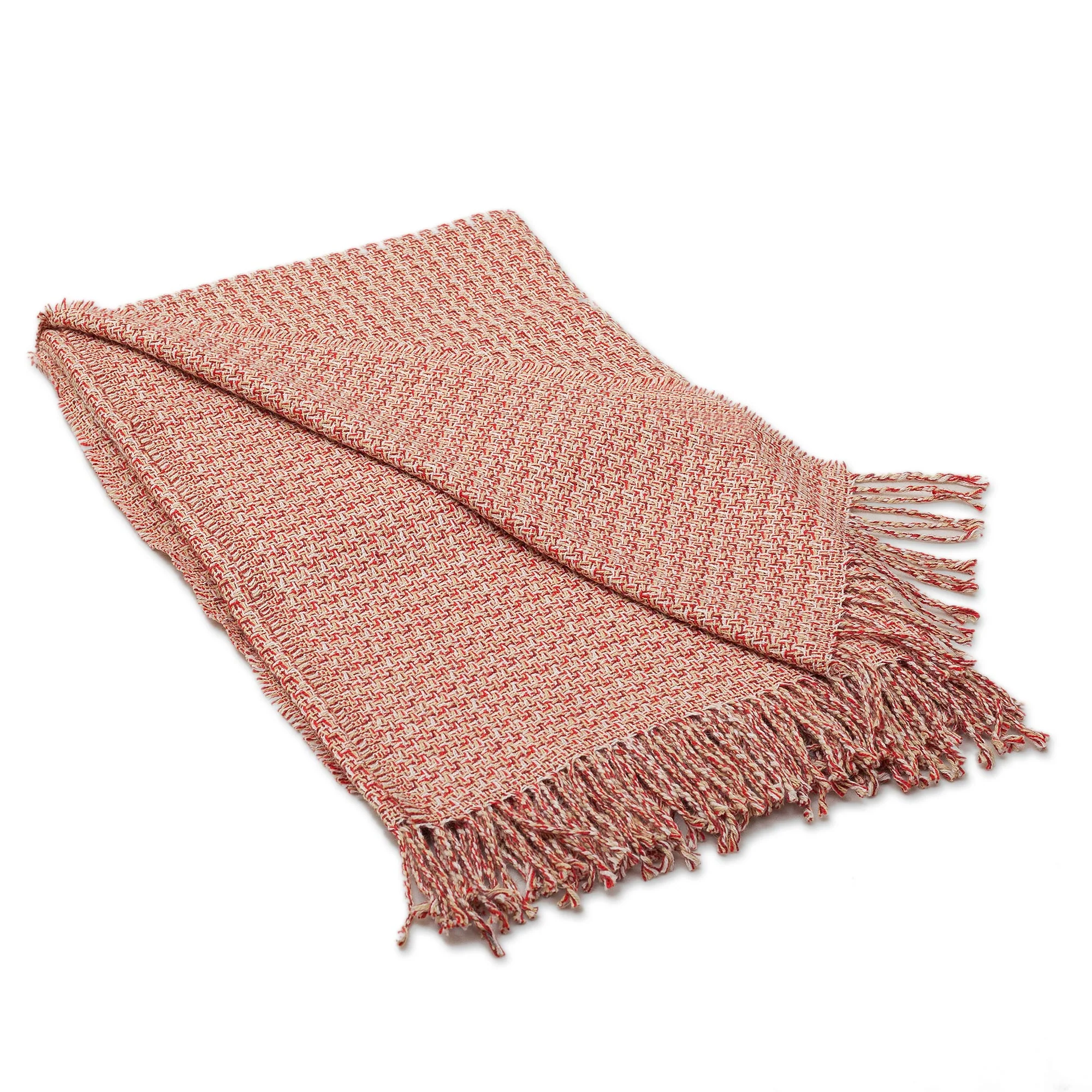 Cozy Combination in Flame Warm Alpaca Blend Throw Crafted in Peru - Image 4