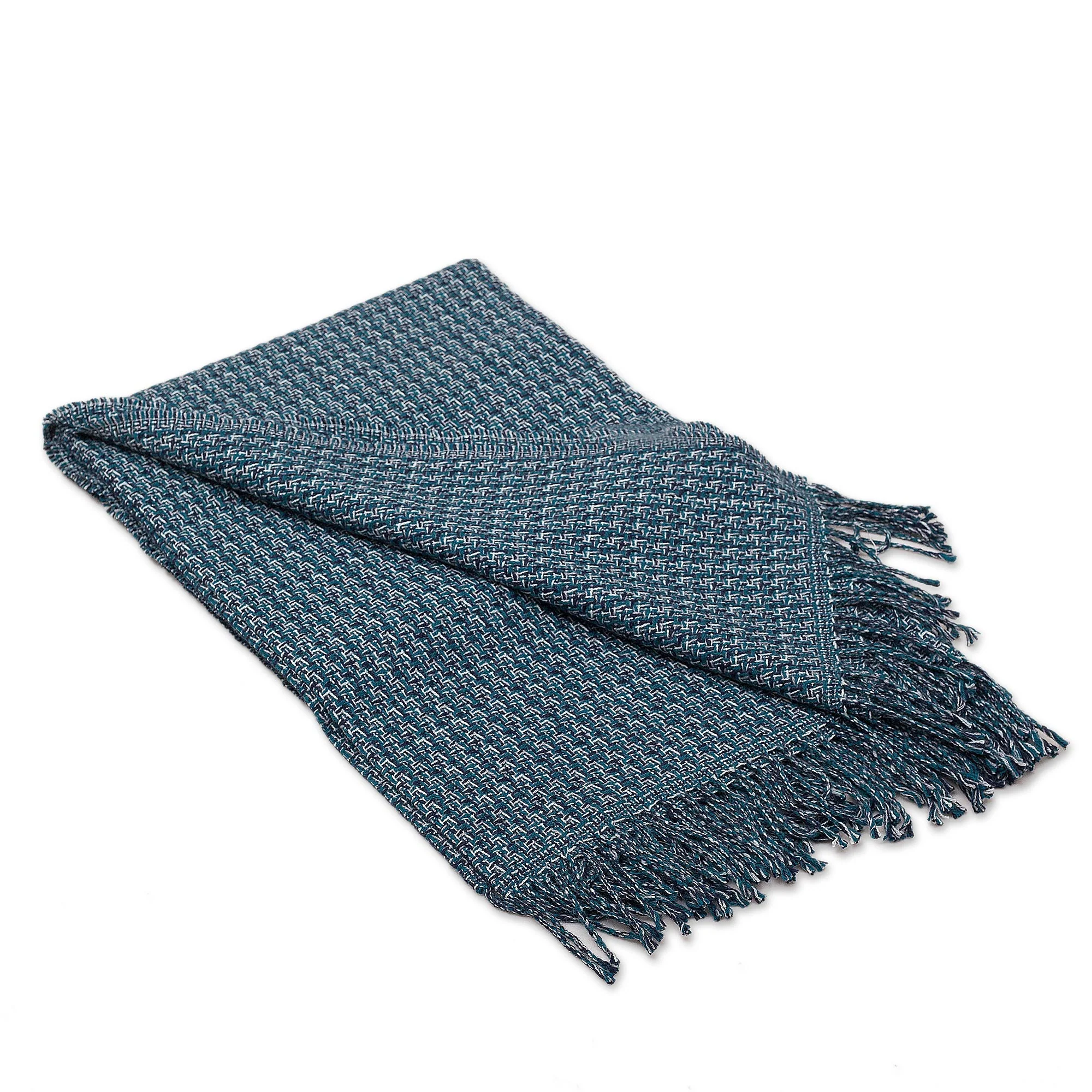 Cozy Combination Patterned Alpaca Blend Throw in Slate from Peru - Image 4