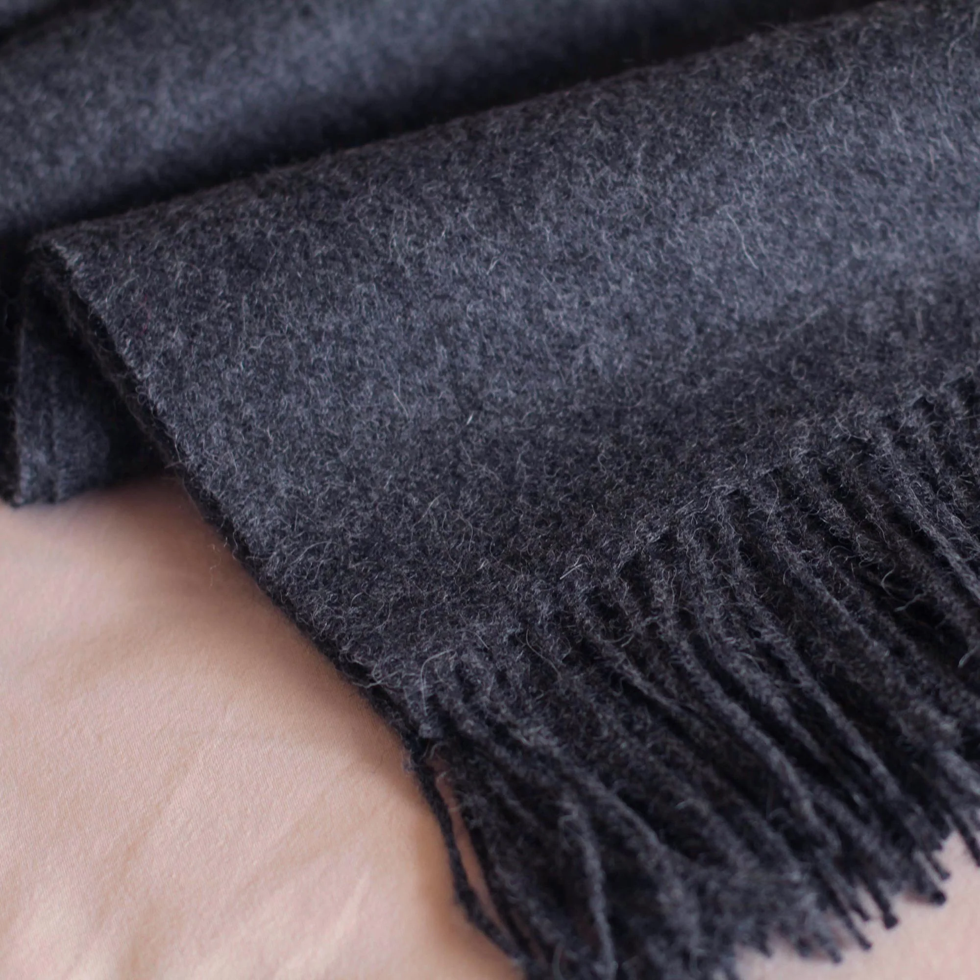 Cozy Dark Gray 100% Alpaca Wool Solid Throw - Image 4