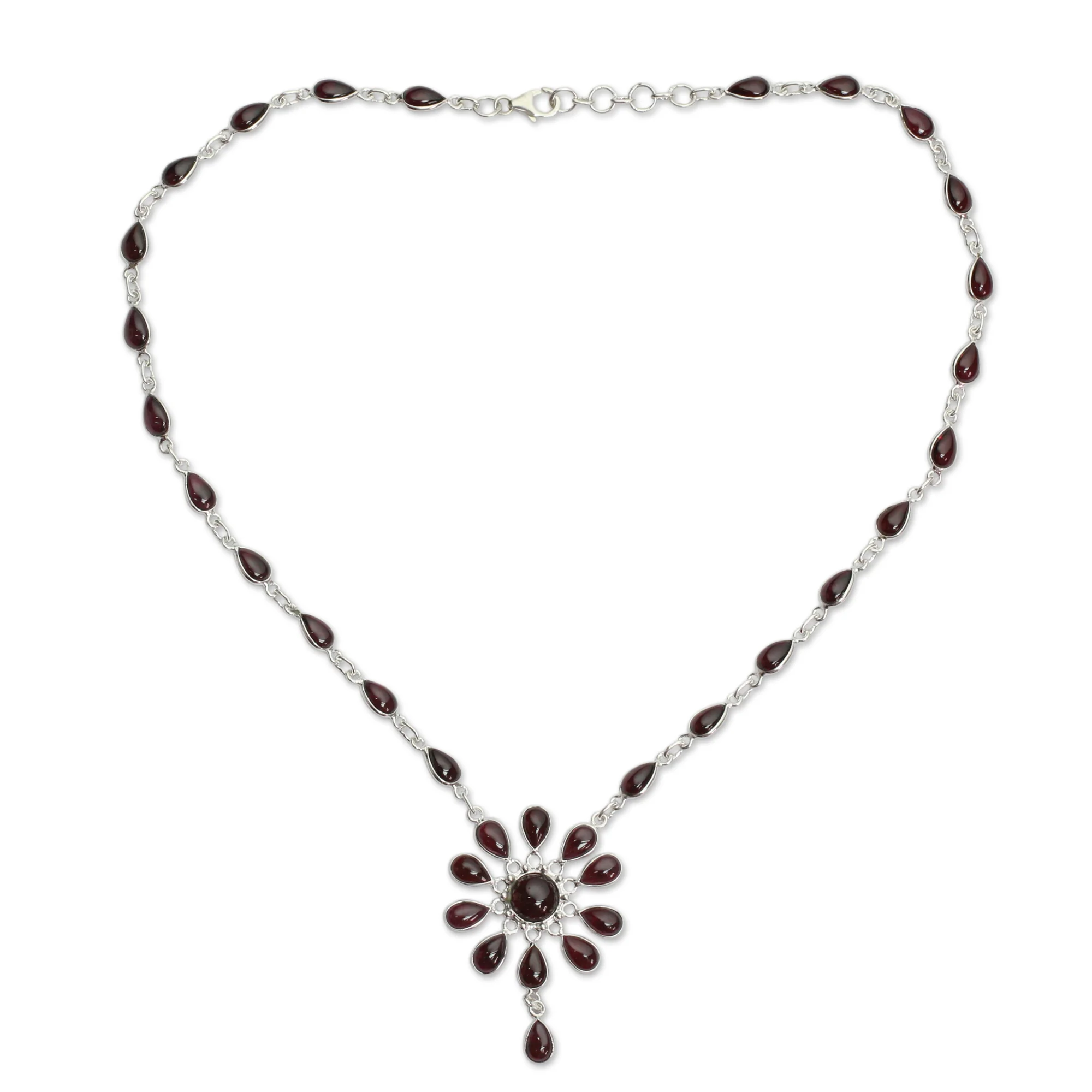 Crimson Allure Garnet & Silver Necklace - Image 2