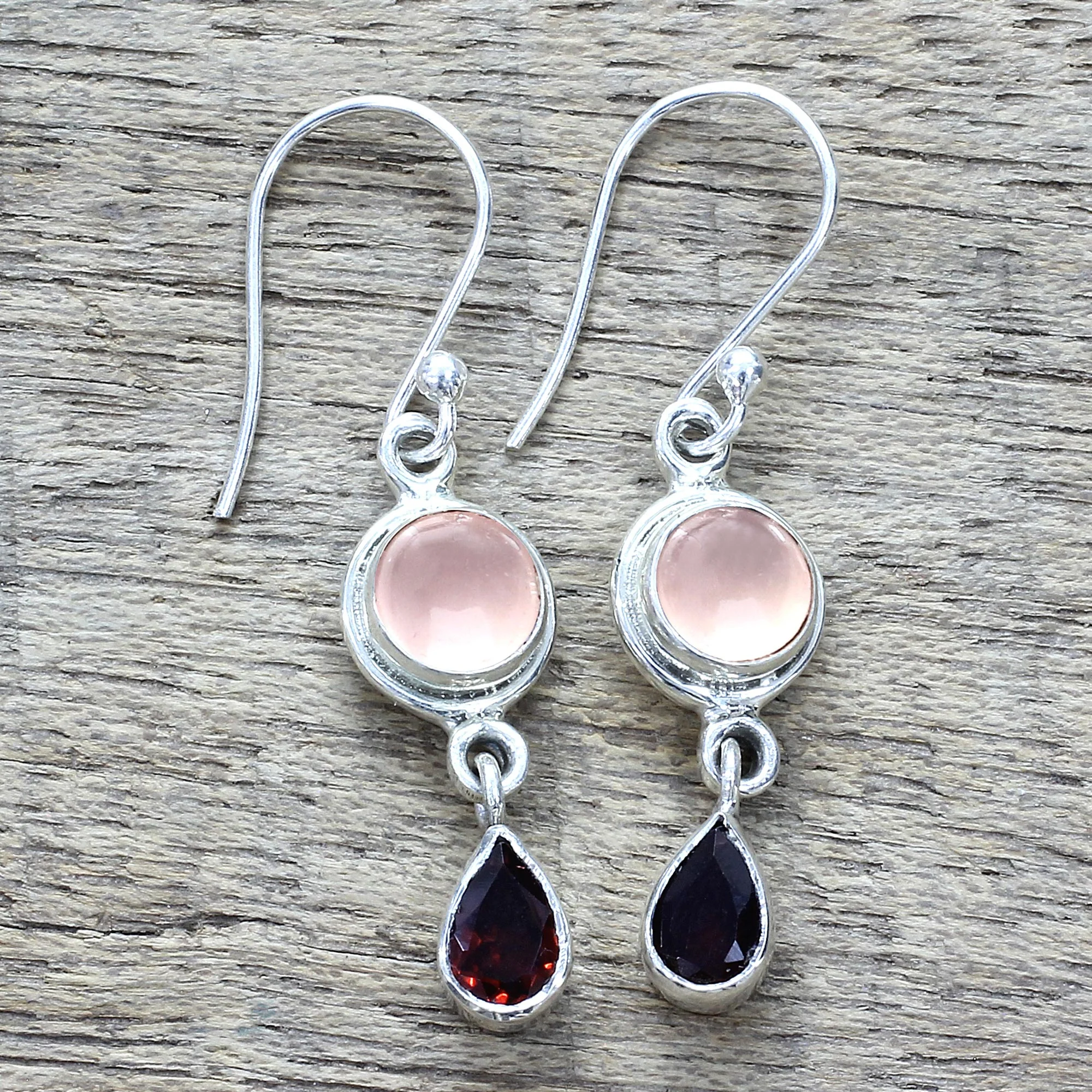 Crimson Chalcedony & Garnet Dangle Earrings - Image 2