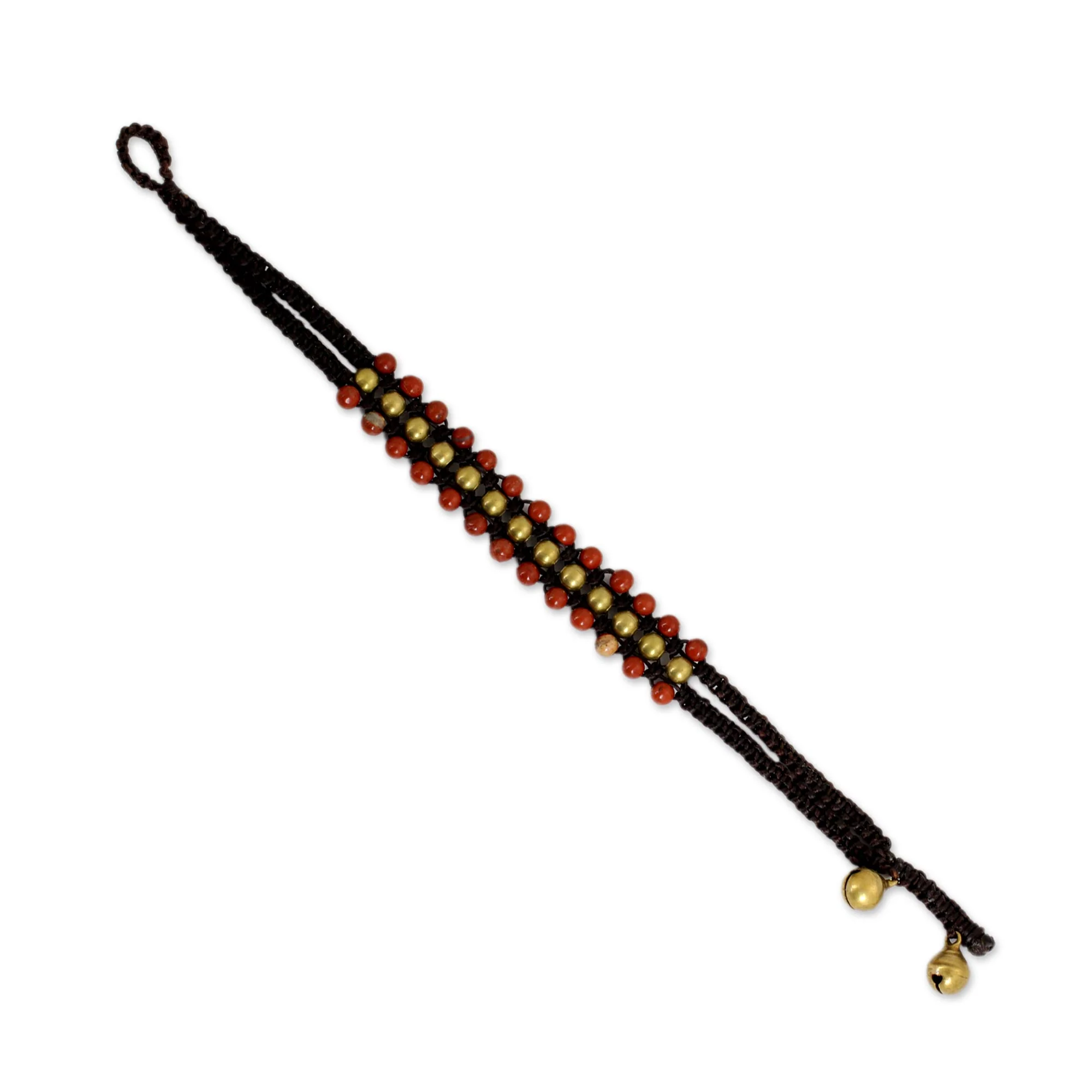Crimson Joy Red Jasper and Brass Wristband Bracelet - Image 4
