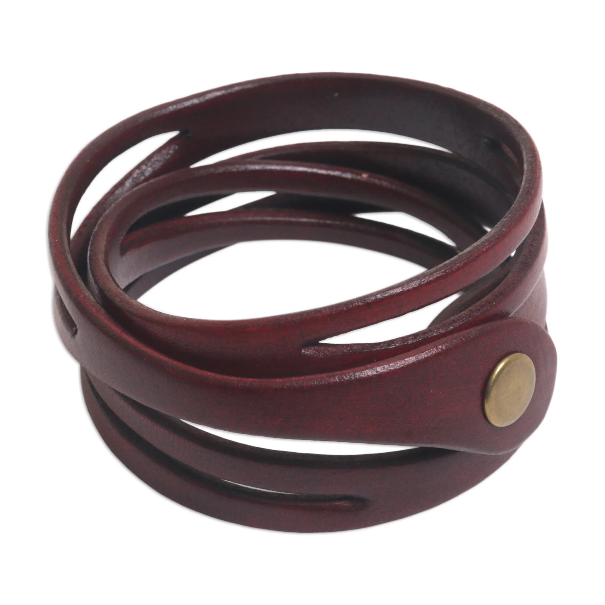 Crimson Whisper Artisan Crafted Red Leather Wrap Bracelet - Image 4