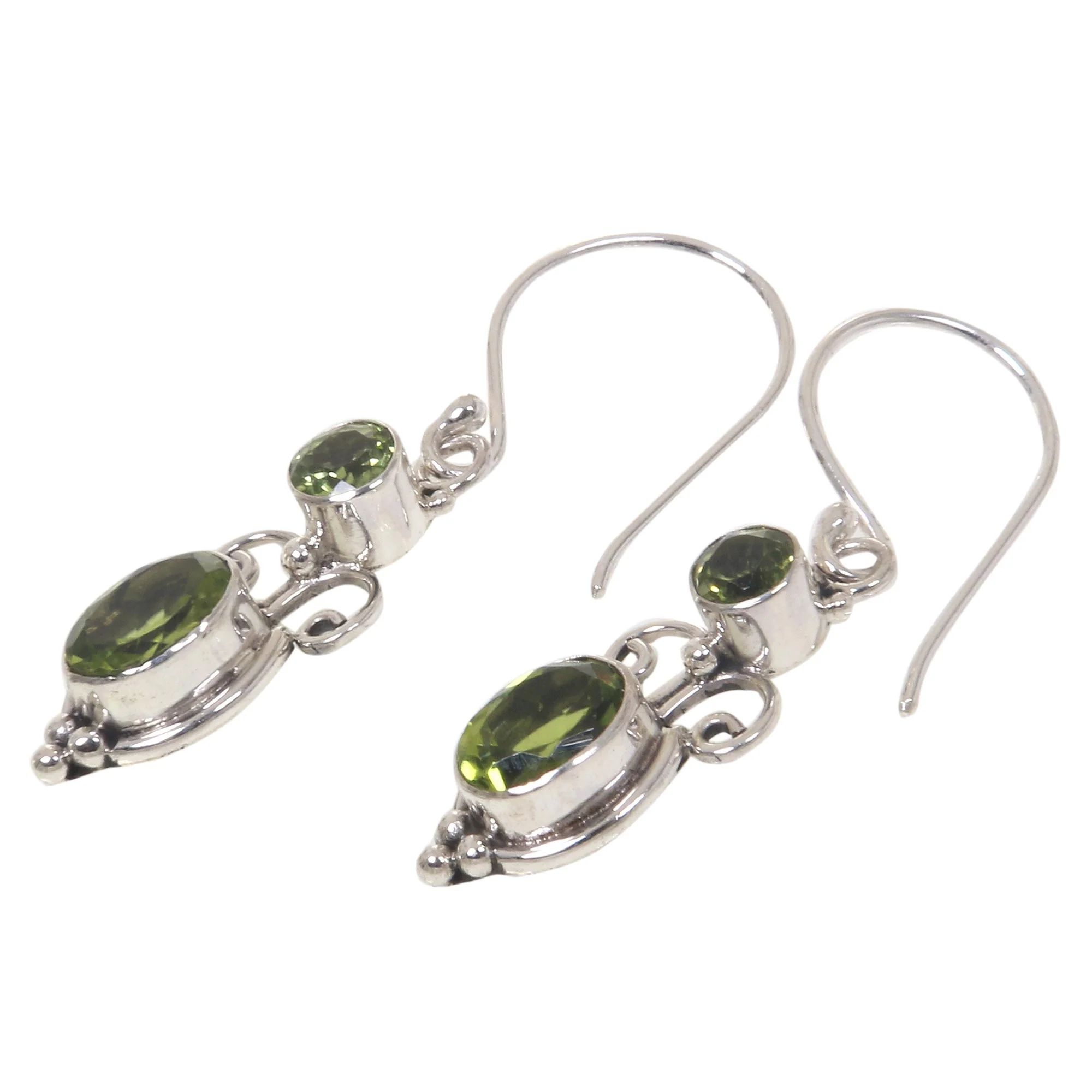 Crown Princess Peridot Sterling Silver Dangle Earrings - Image 3