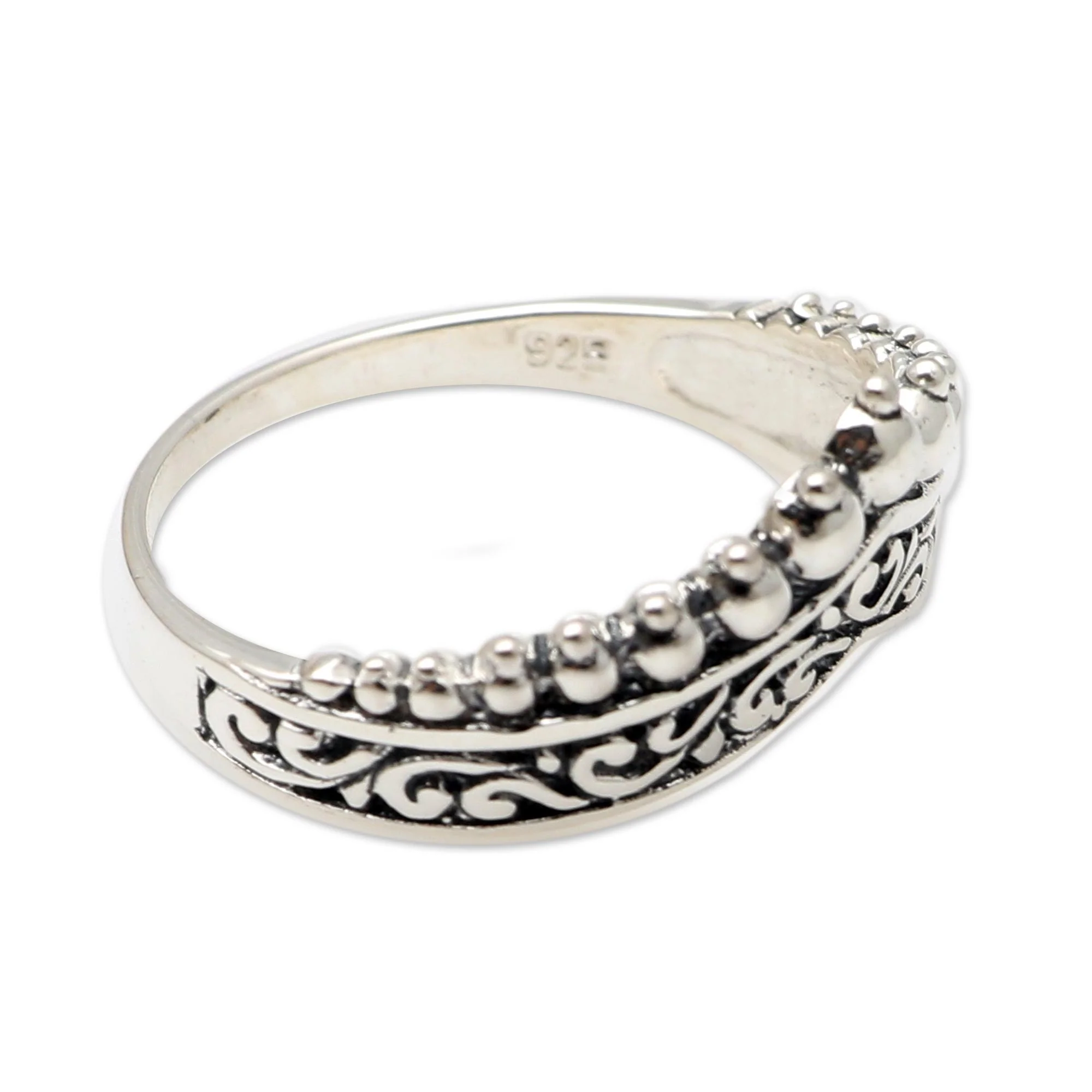 Crowned Hand Crafted Sterling Silver Band Ring - Image 4
