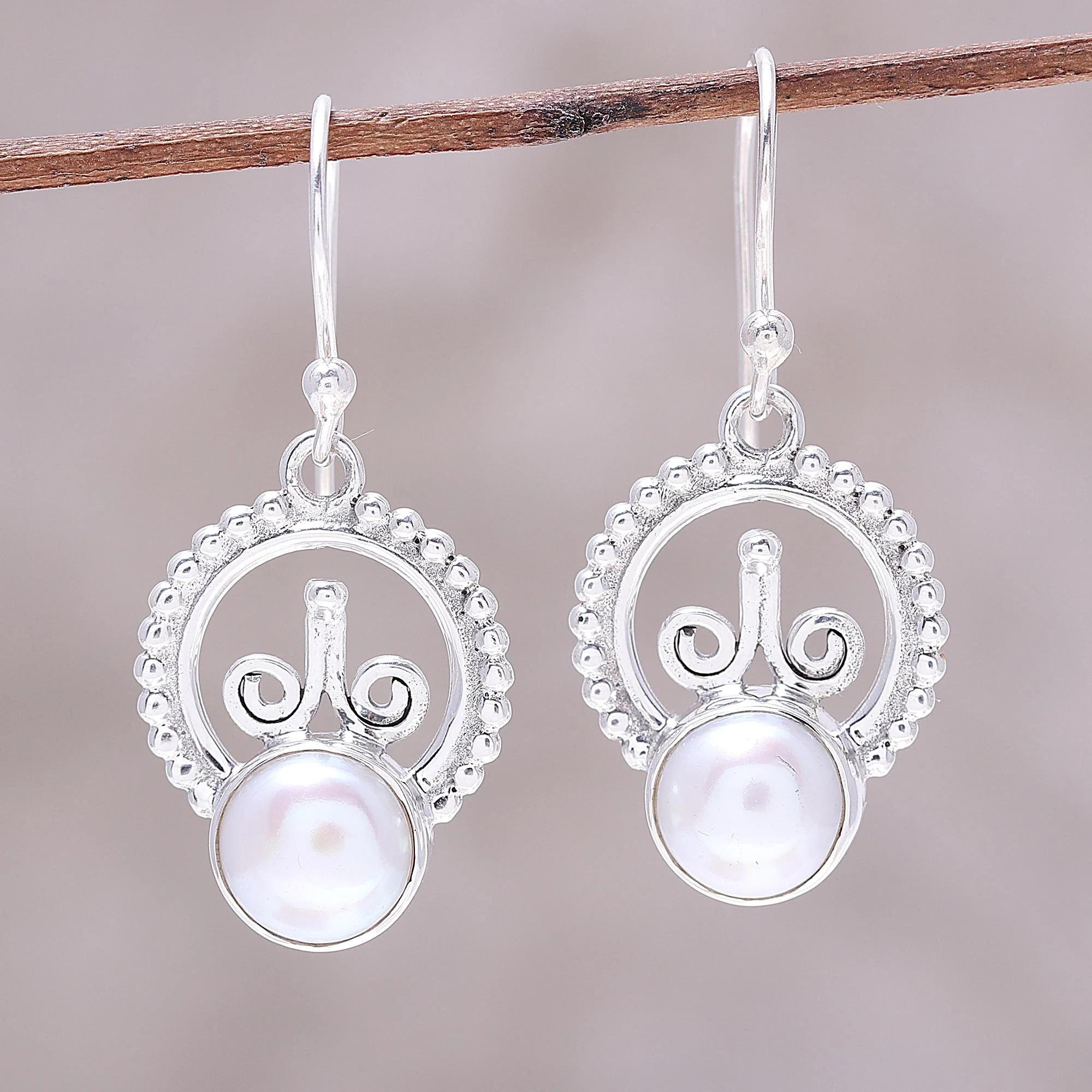 Crowned Pearl Cultured Freshwater Pearl Sterling Silver Dangle Earrings
