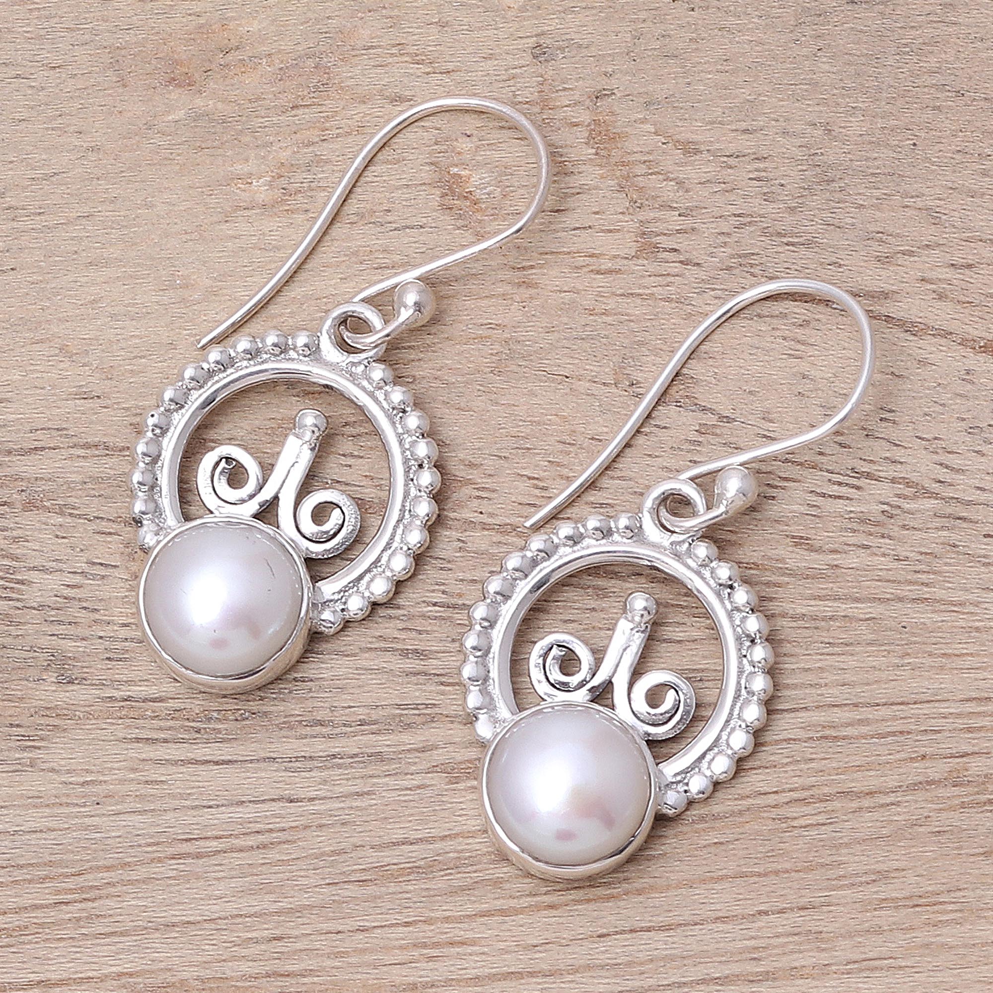 Crowned Pearl Cultured Freshwater Pearl Sterling Silver Dangle Earrings - Image 3