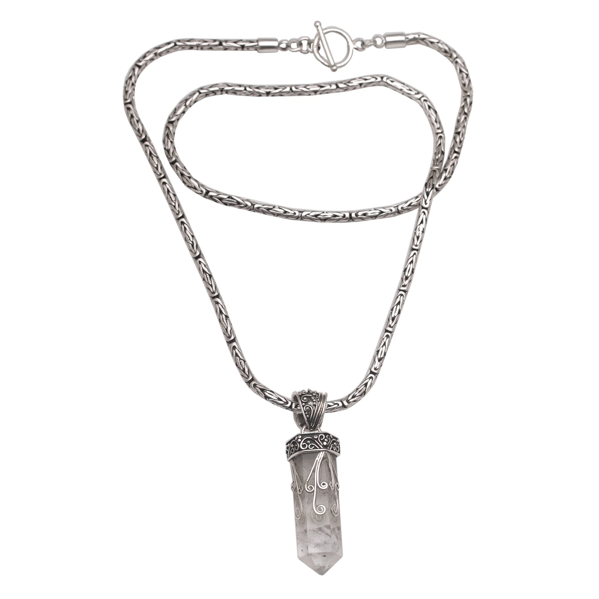 Crystalline Fern Handmade 925 Sterling Silver Quartz Pendant Chain Necklace - Image 4