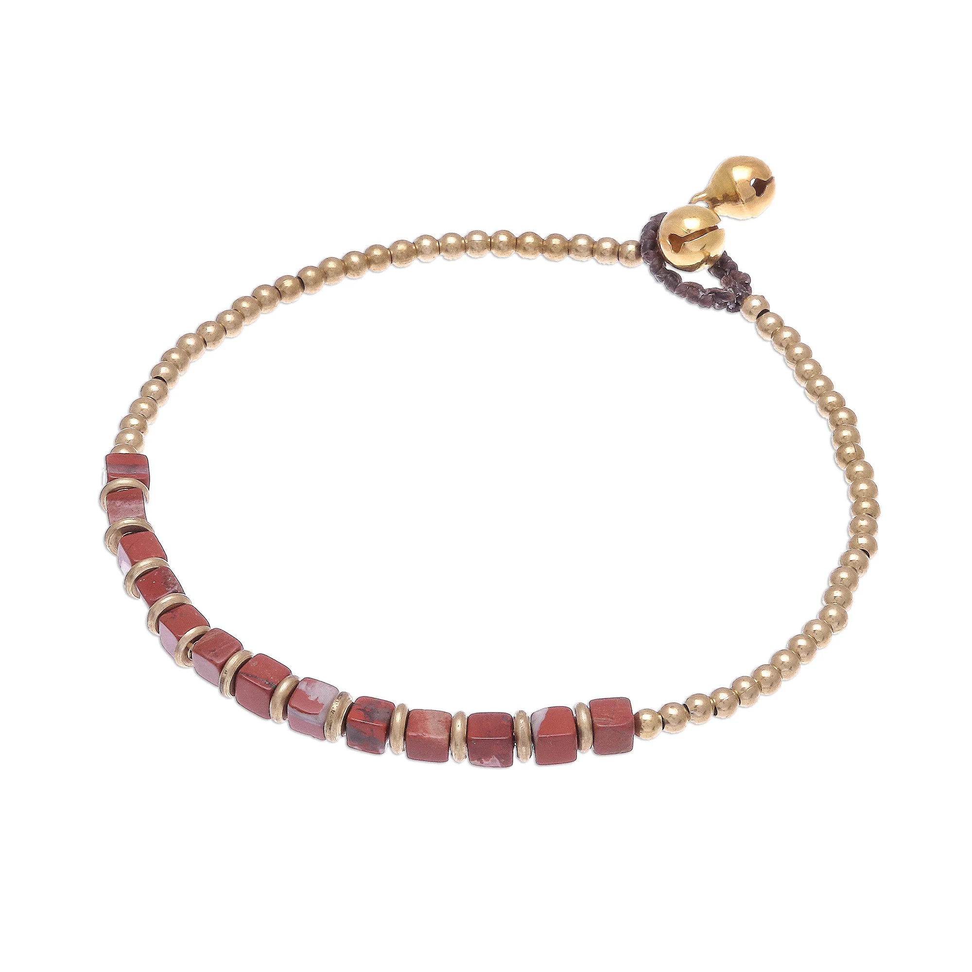 Cube Beauty Beaded Anklet with Cube Jasper from Thailand - Image 2
