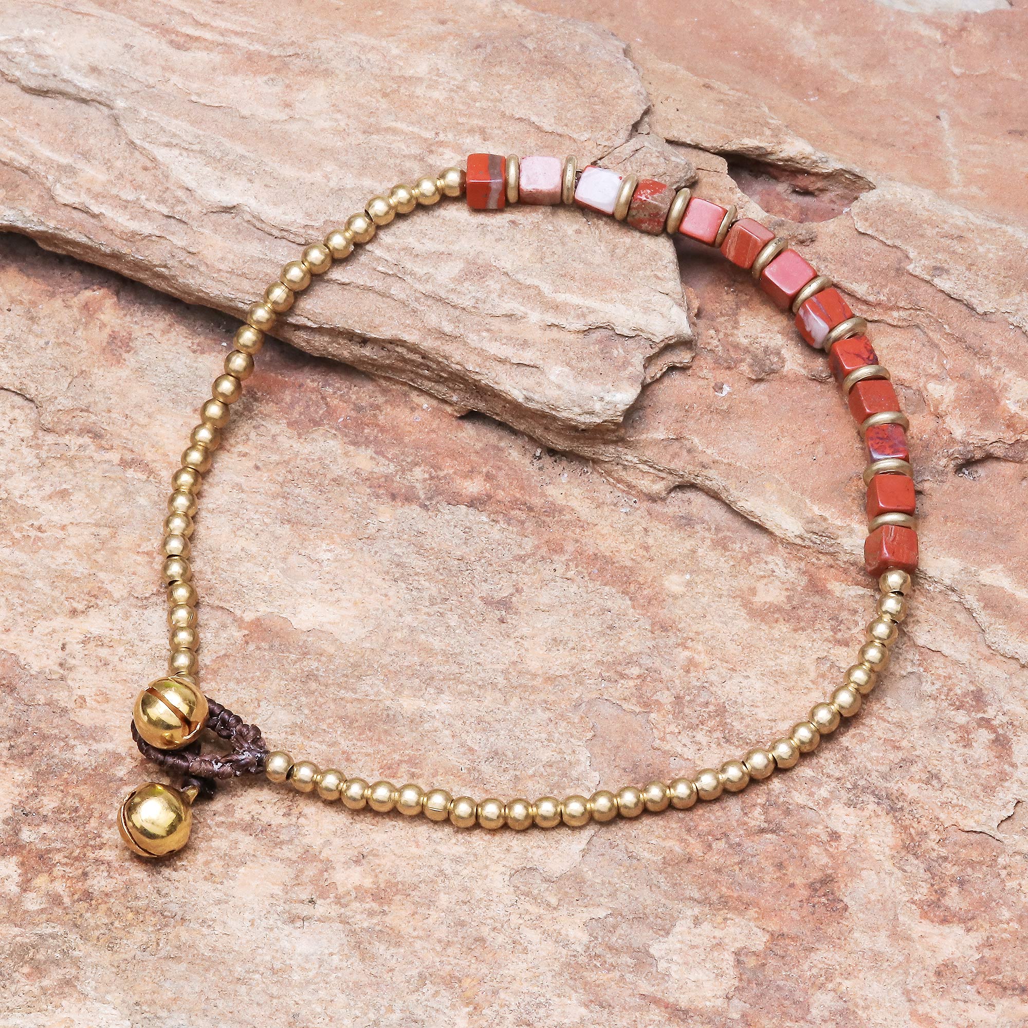 Cube Beauty Beaded Anklet with Cube Jasper from Thailand - Image 3