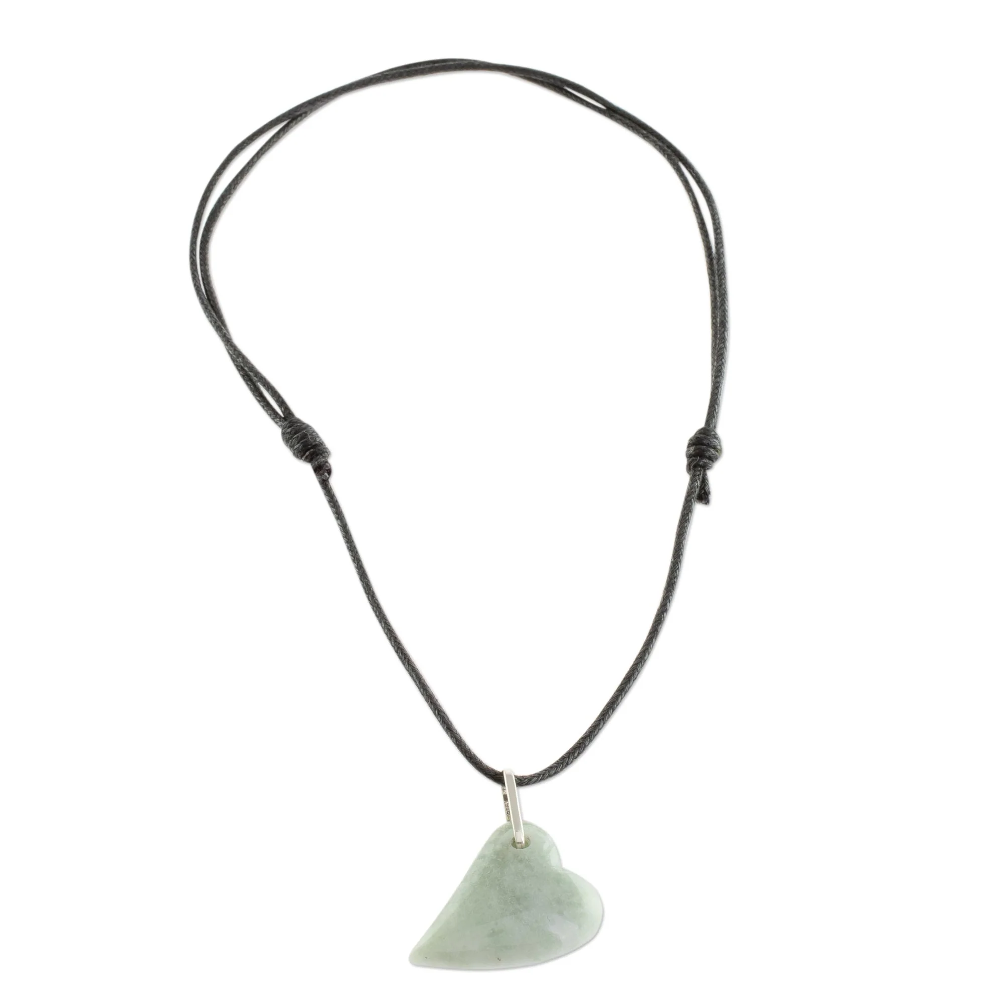 Culture of Love in Apple Green Jade Heart Pendant Necklace in Apple Green from Guatemala - Image 2