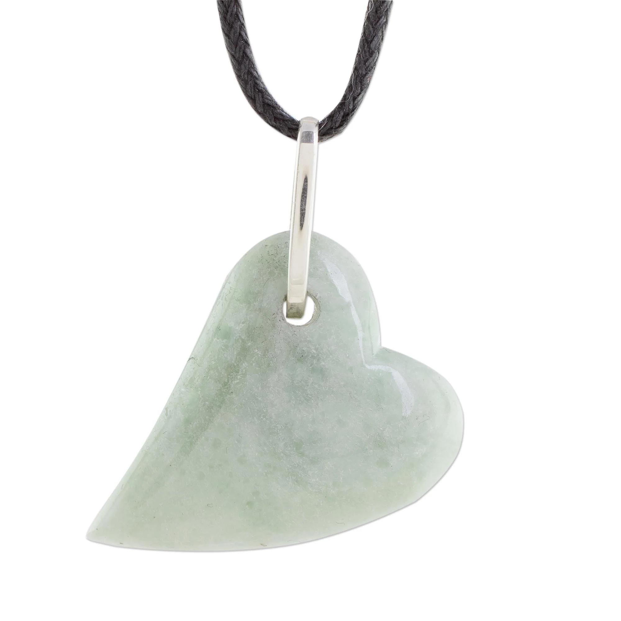 Culture of Love in Apple Green Jade Heart Pendant Necklace in Apple Green from Guatemala - Image 3