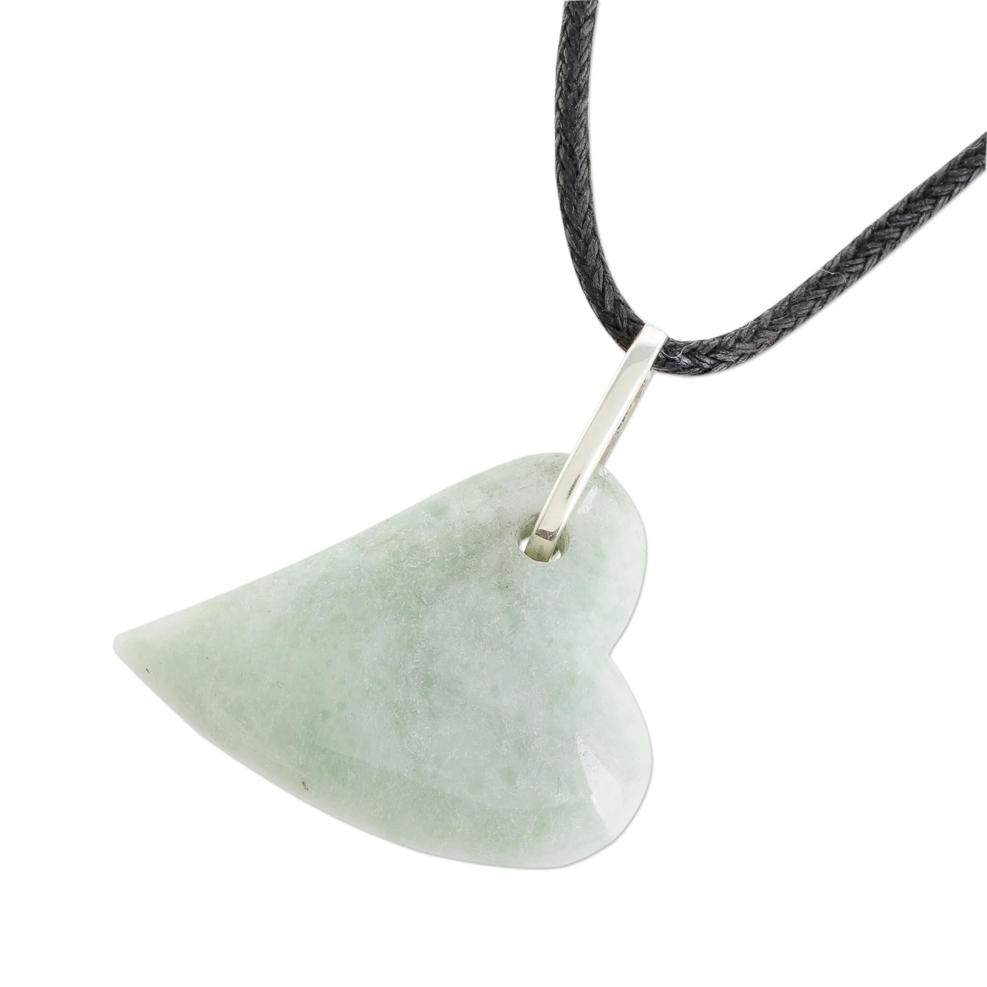 Culture of Love in Apple Green Jade Heart Pendant Necklace in Apple Green from Guatemala - Image 4