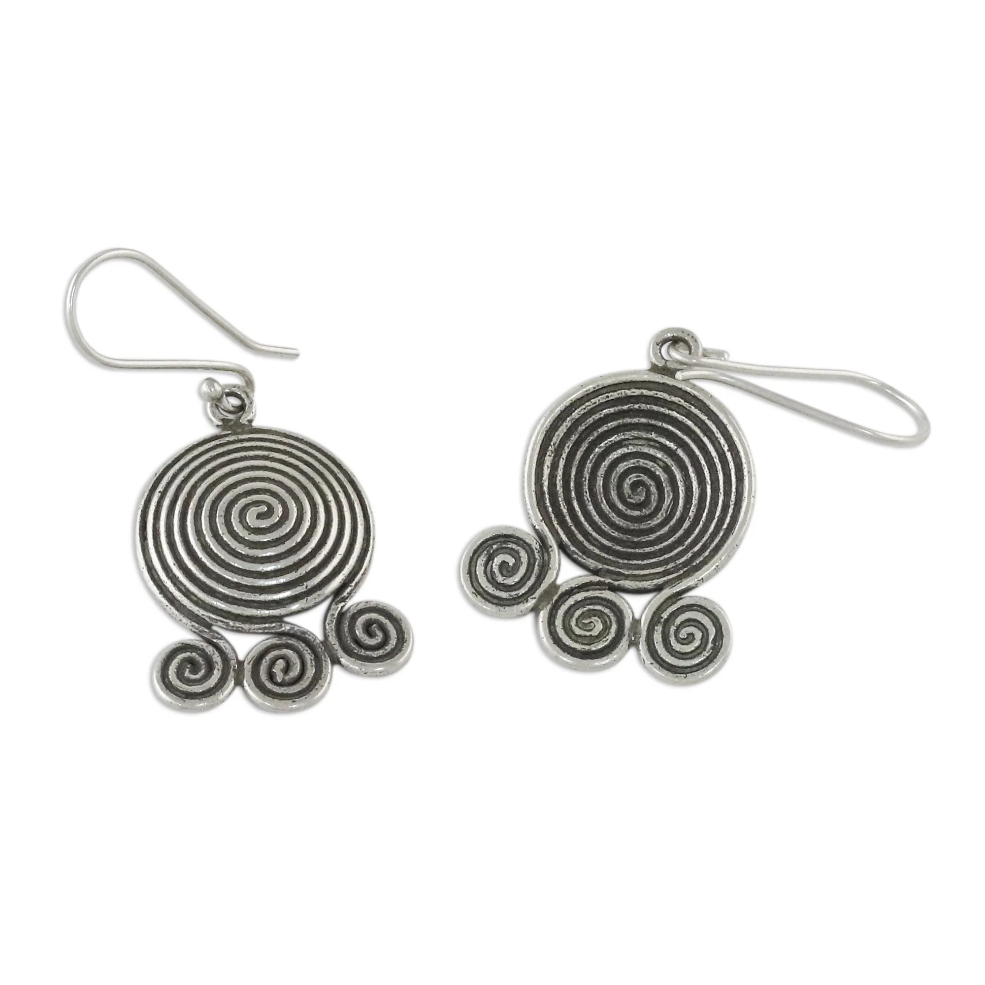 Curling Cascade Spiral Shaped Silver 950 Dangle Earrings - Image 5
