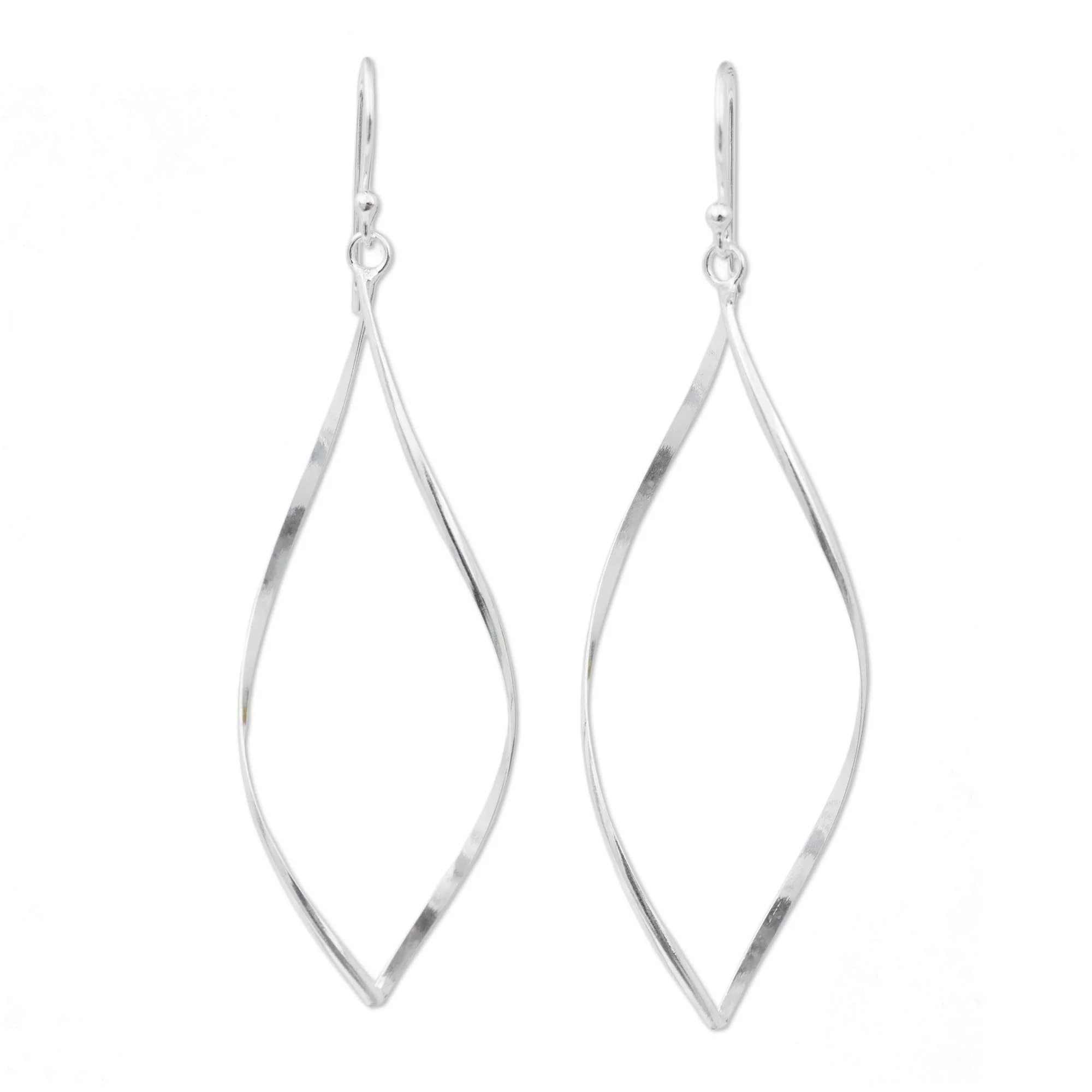 Curvature Silver Dangle Earrings - Image 2