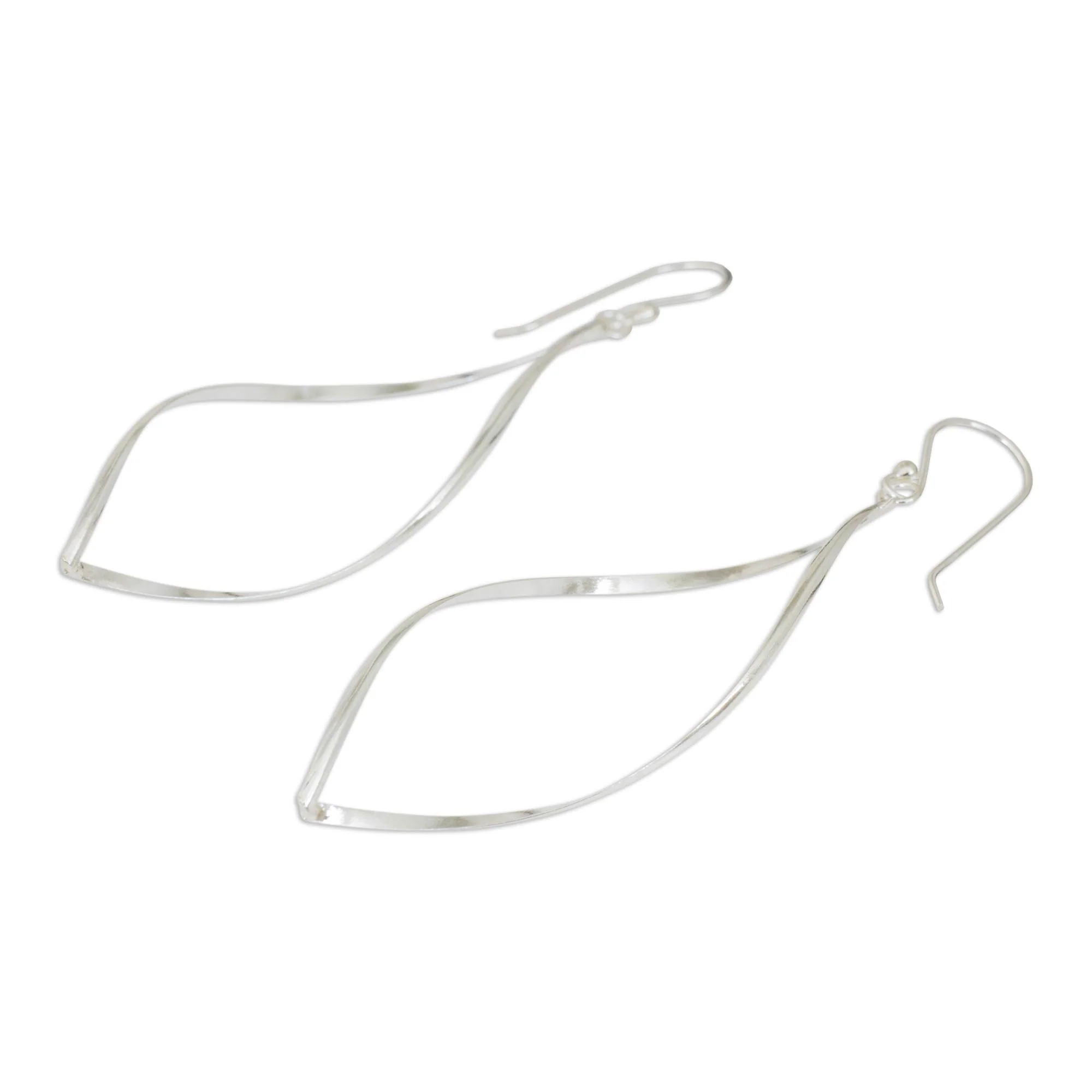 Curvature Silver Dangle Earrings - Image 3