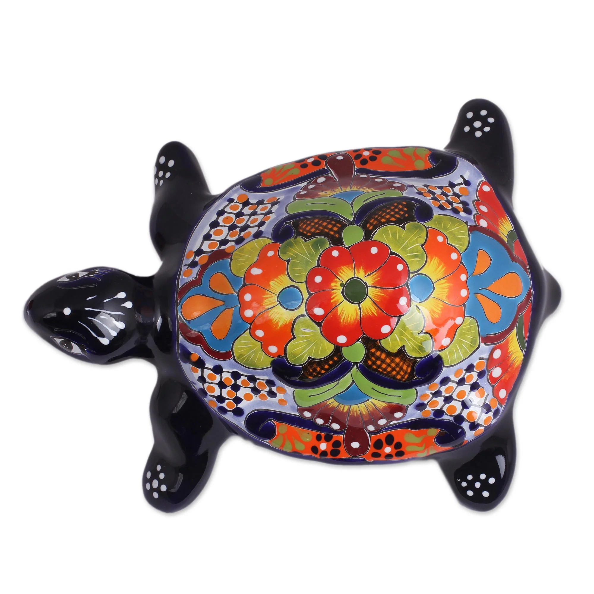 Cute Turtle Hand-Painted Ceramic Turtle Sculpture from Mexico - Image 2