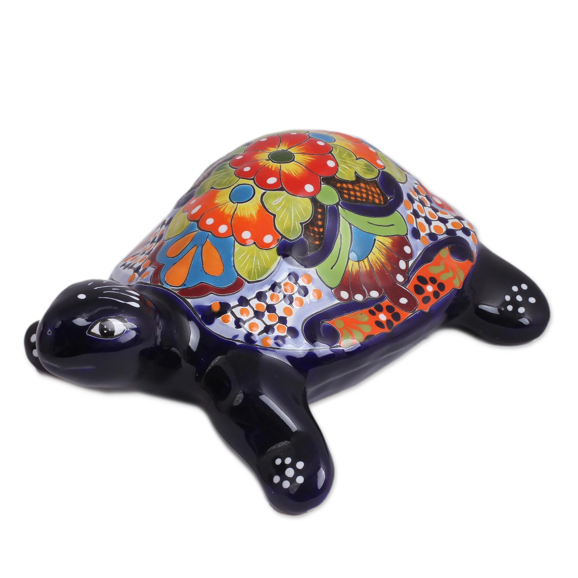 Cute Turtle Hand-Painted Ceramic Turtle Sculpture from Mexico - Image 3