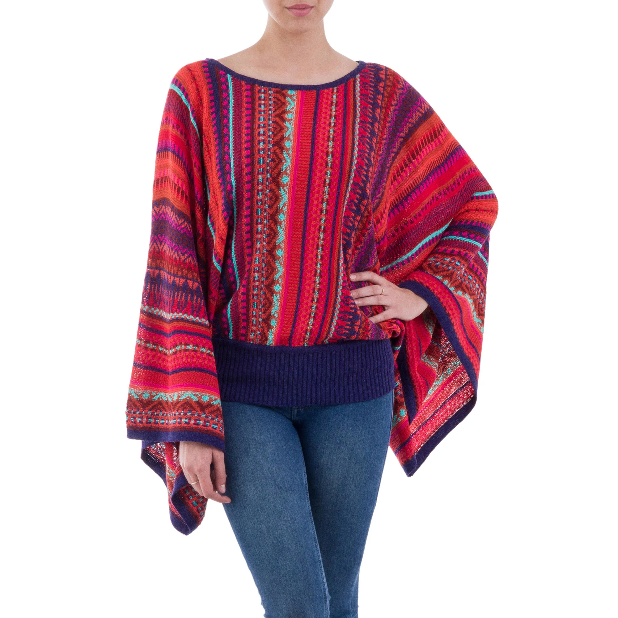 Cuzco Dance Multicolor Kimono Sleeve Sweater - Image 3