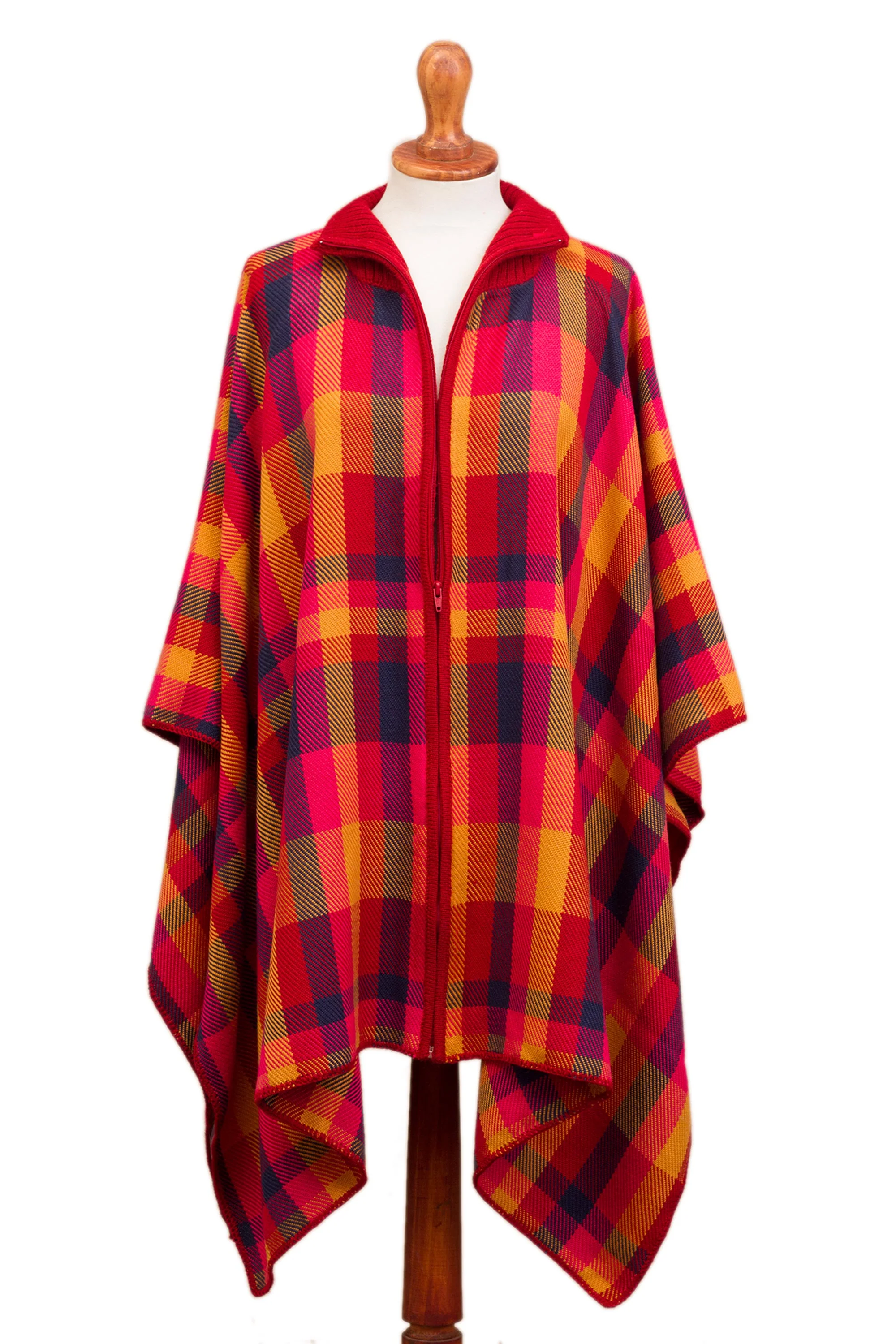 Cuzco Sunset Colorful Alpaca Blend Poncho from Peru - Image 2