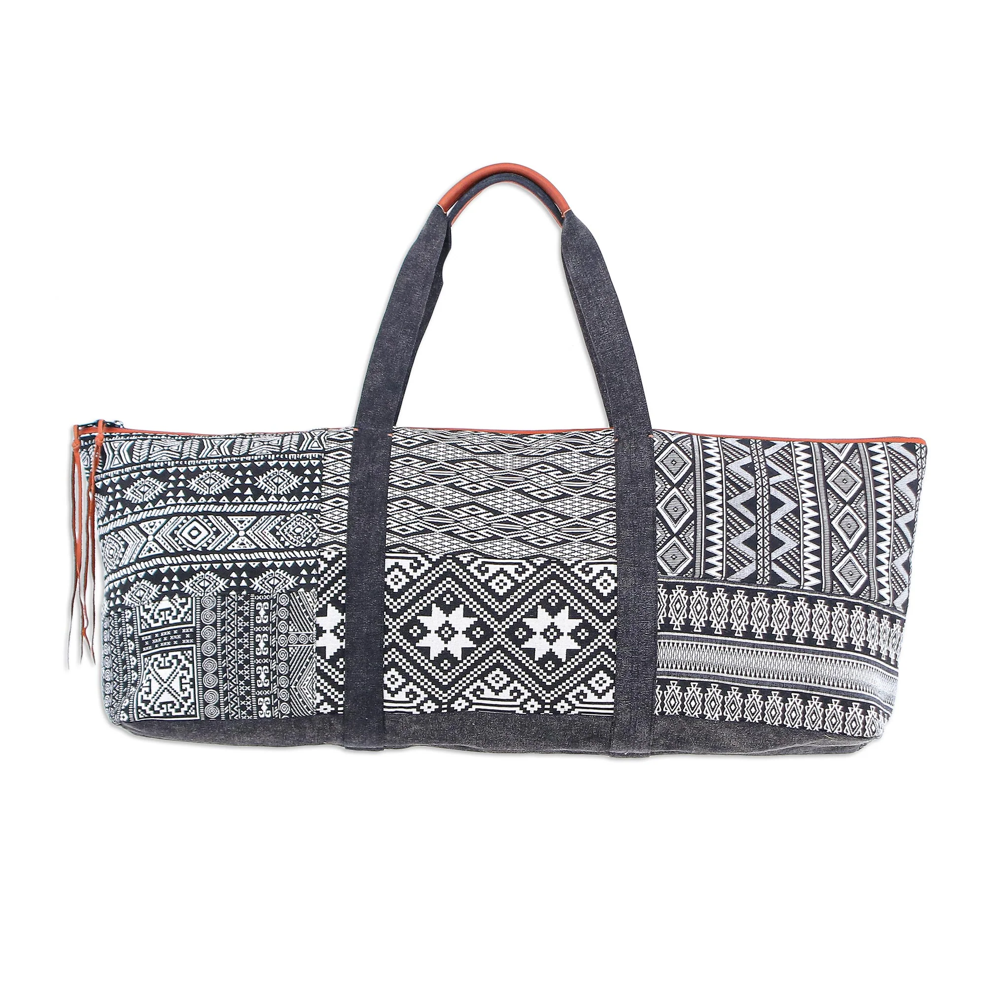 Daily Workout Thai Cotton Blend and Leather Yoga Mat Bag - Image 2