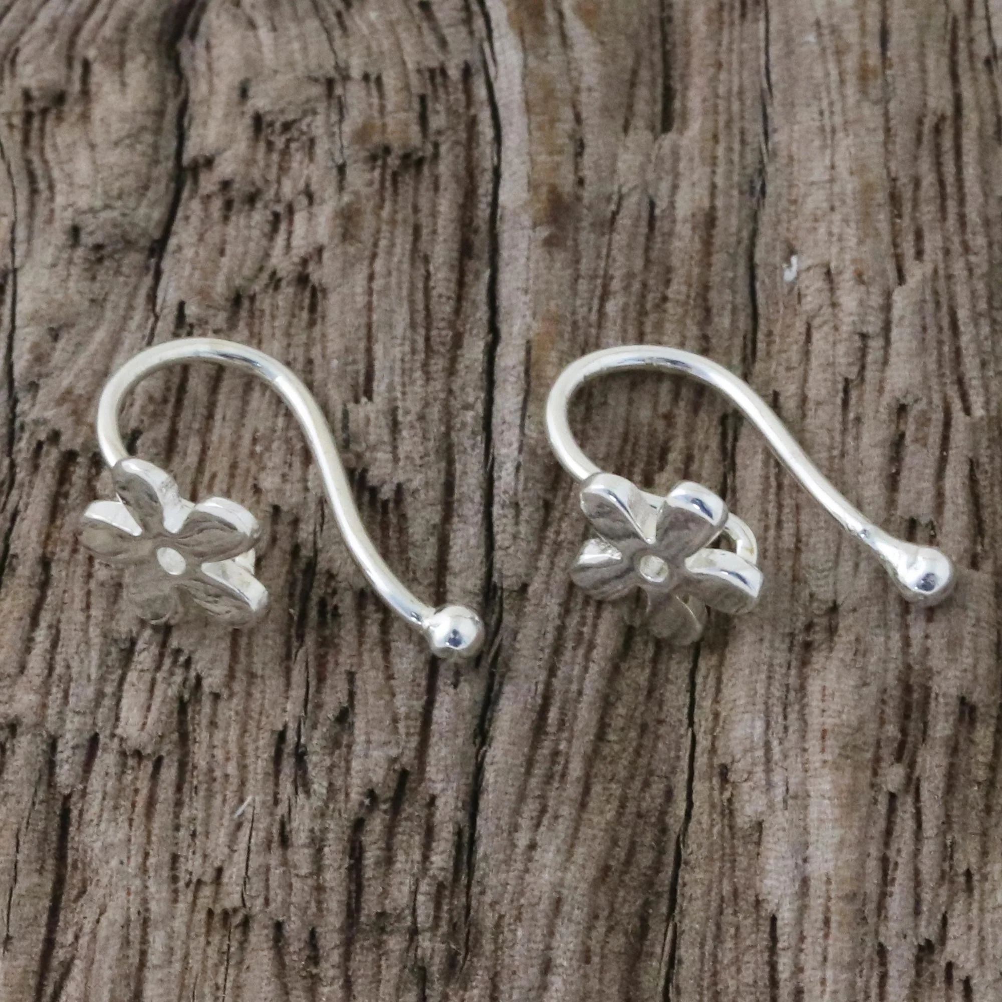 Daisy Shine 925 Sterling Silver Floral Ear Cuffs from Thailand - Image 3