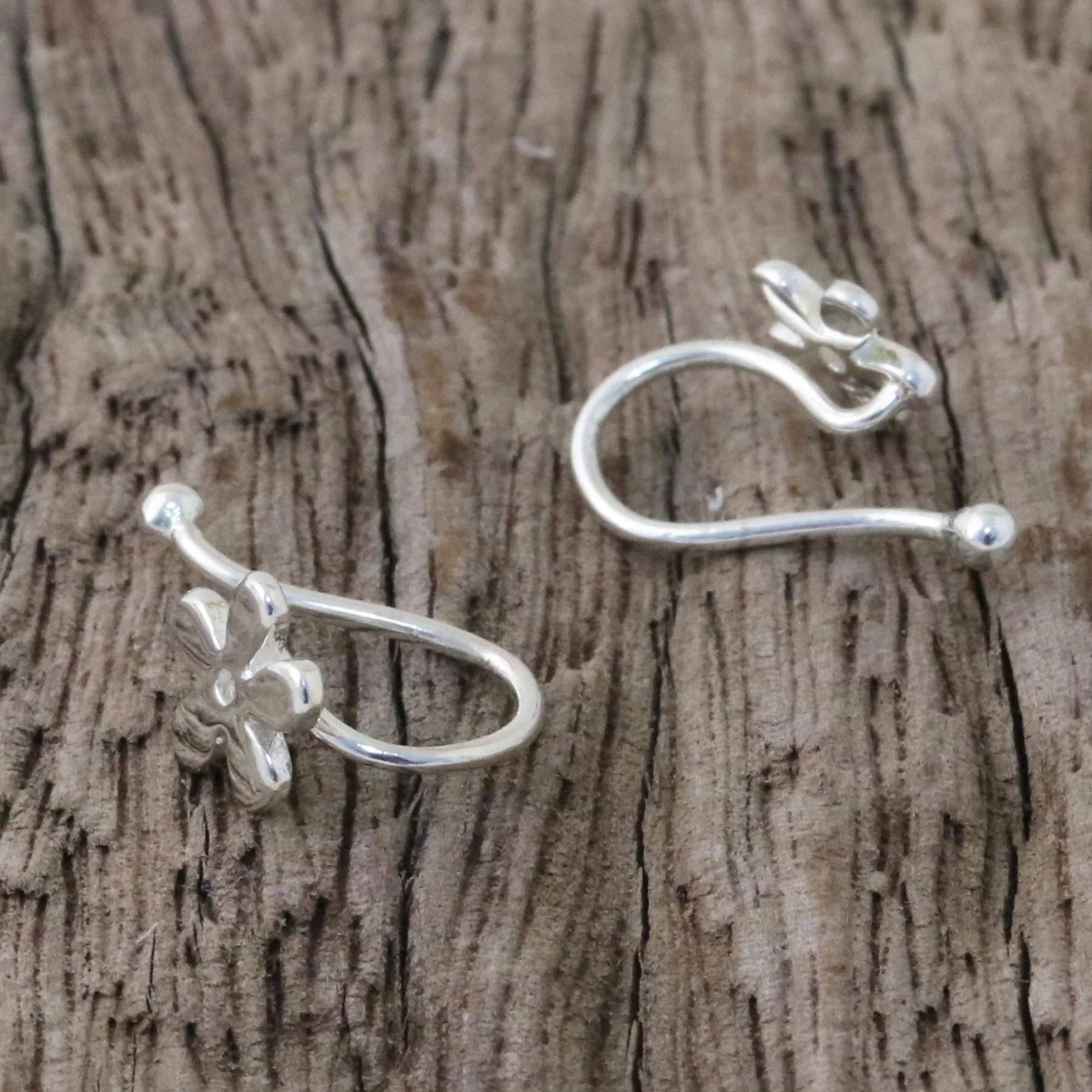 Daisy Shine 925 Sterling Silver Floral Ear Cuffs from Thailand - Image 4