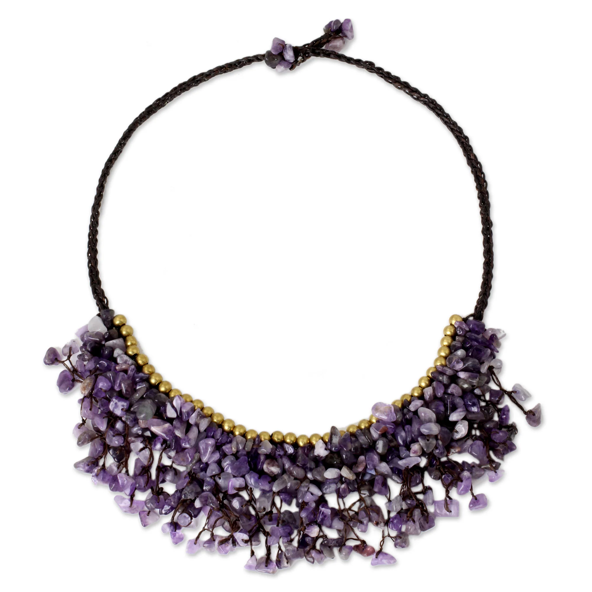 Dance Party Amethyst & Brass Beaded Necklace - Image 3