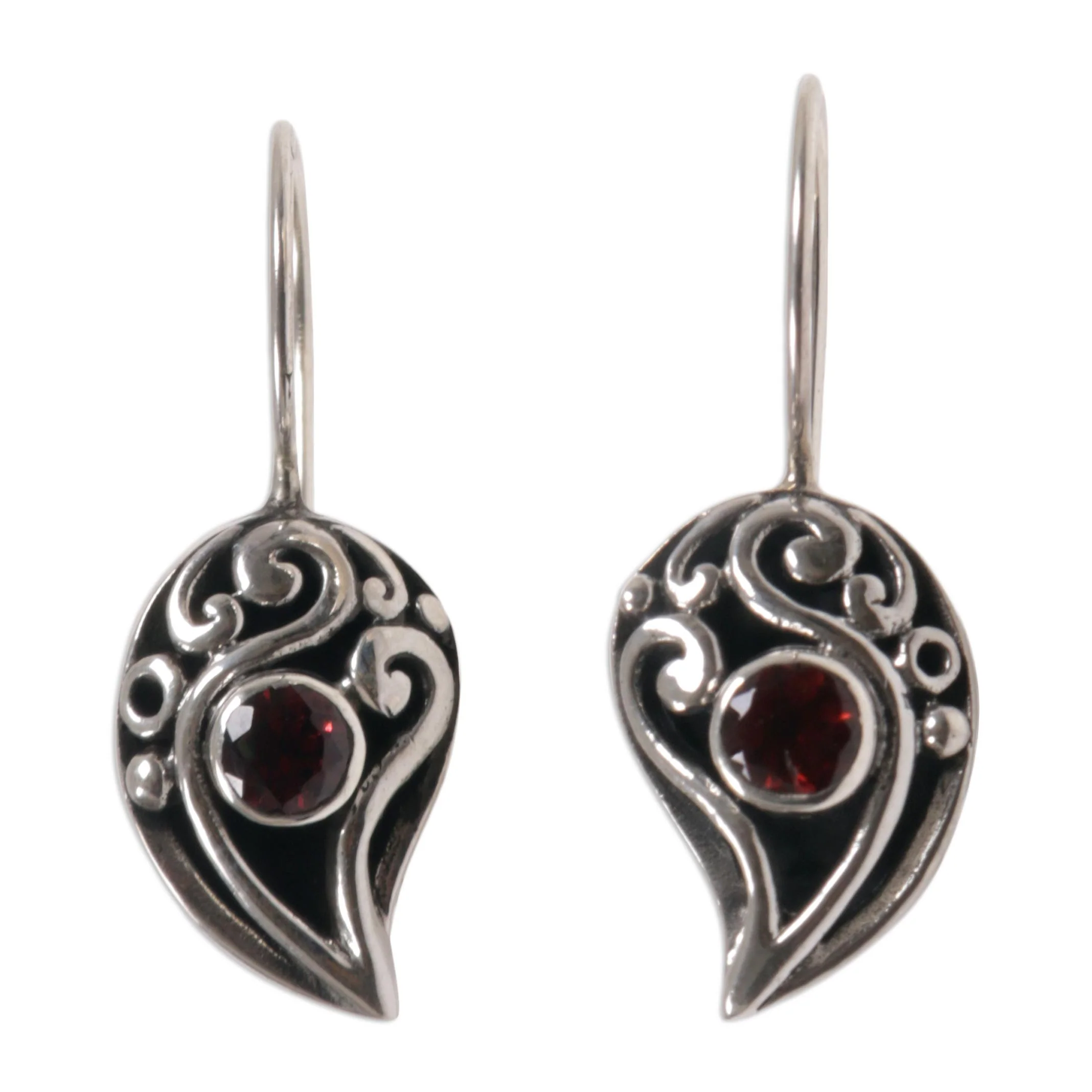 Dancing Dewdrops Sterling Silver Garnet Drop Earrings - Image 2