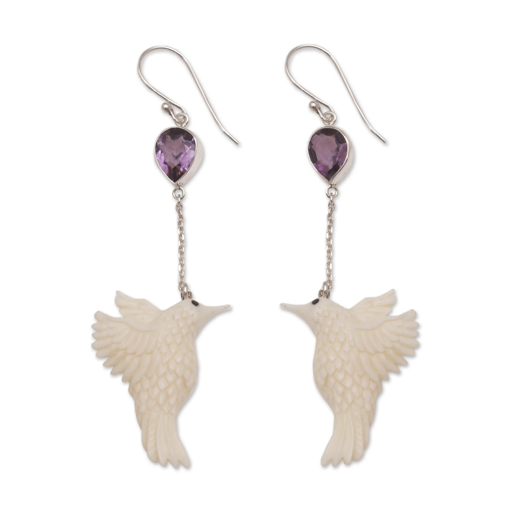 Dancing Hummingbirds Cow Bone Earrings - Image 2