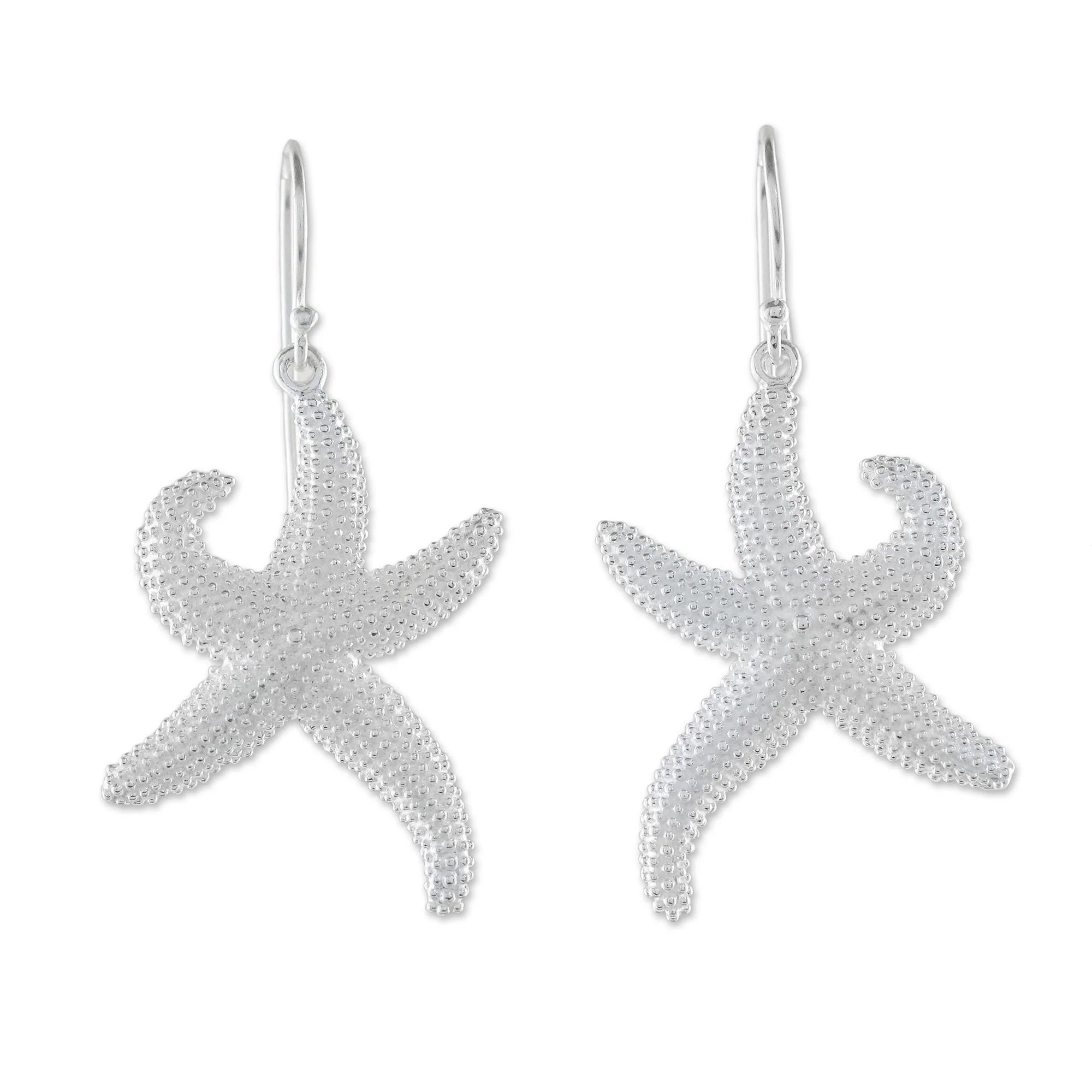 Dancing Starfish Sterling Silver Starfish Dangle Earrings from Thailand - Image 2