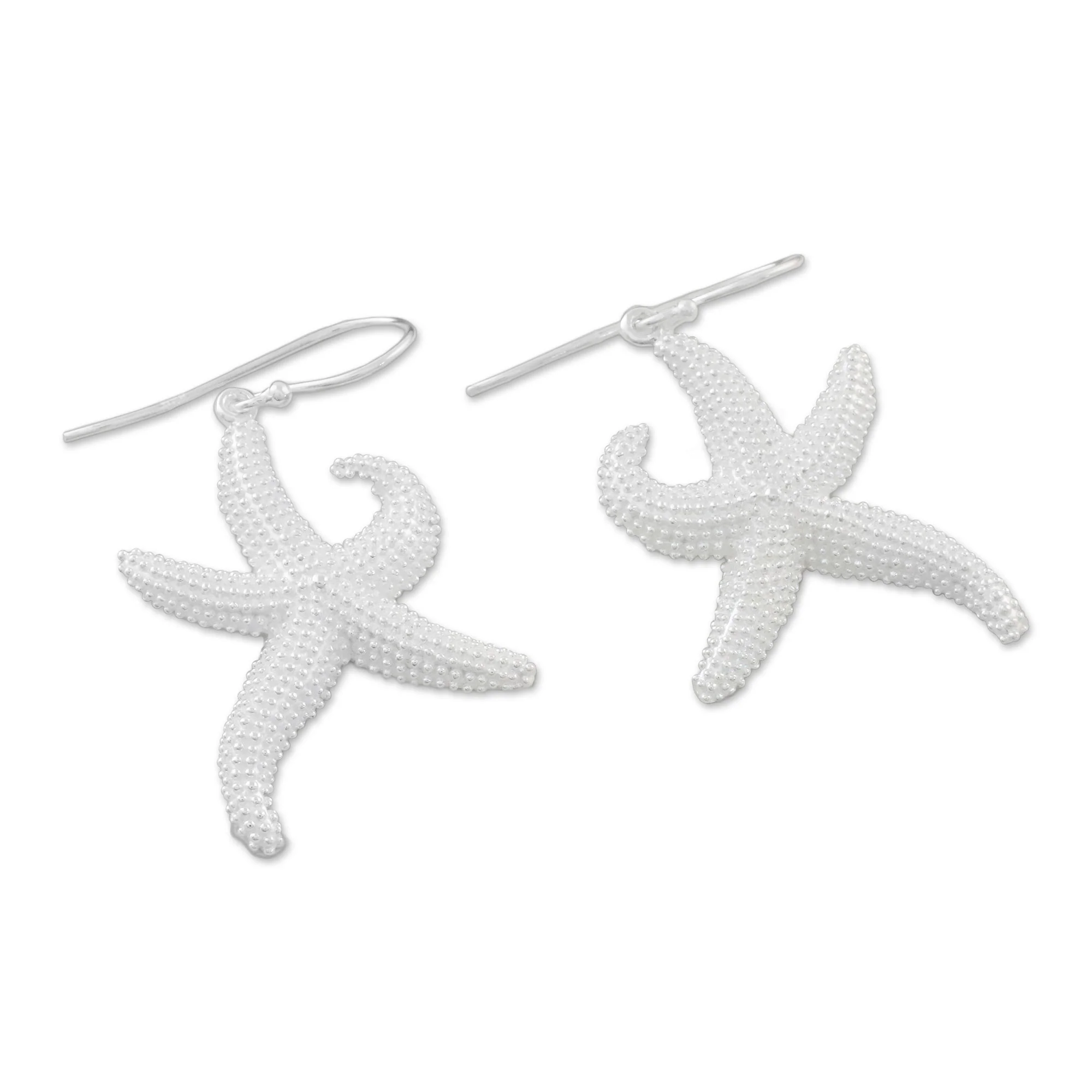 Dancing Starfish Sterling Silver Starfish Dangle Earrings from Thailand - Image 4