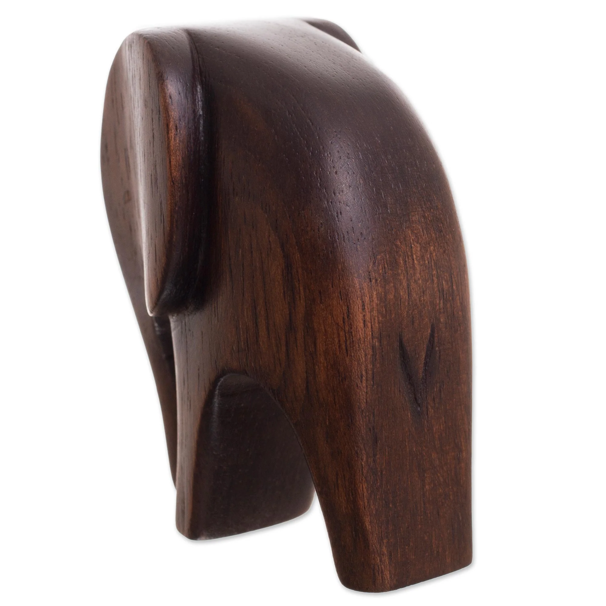 Dark Brown Elephants Cedar Wood Elephant Figurines from Peru (Pair) - Image 4