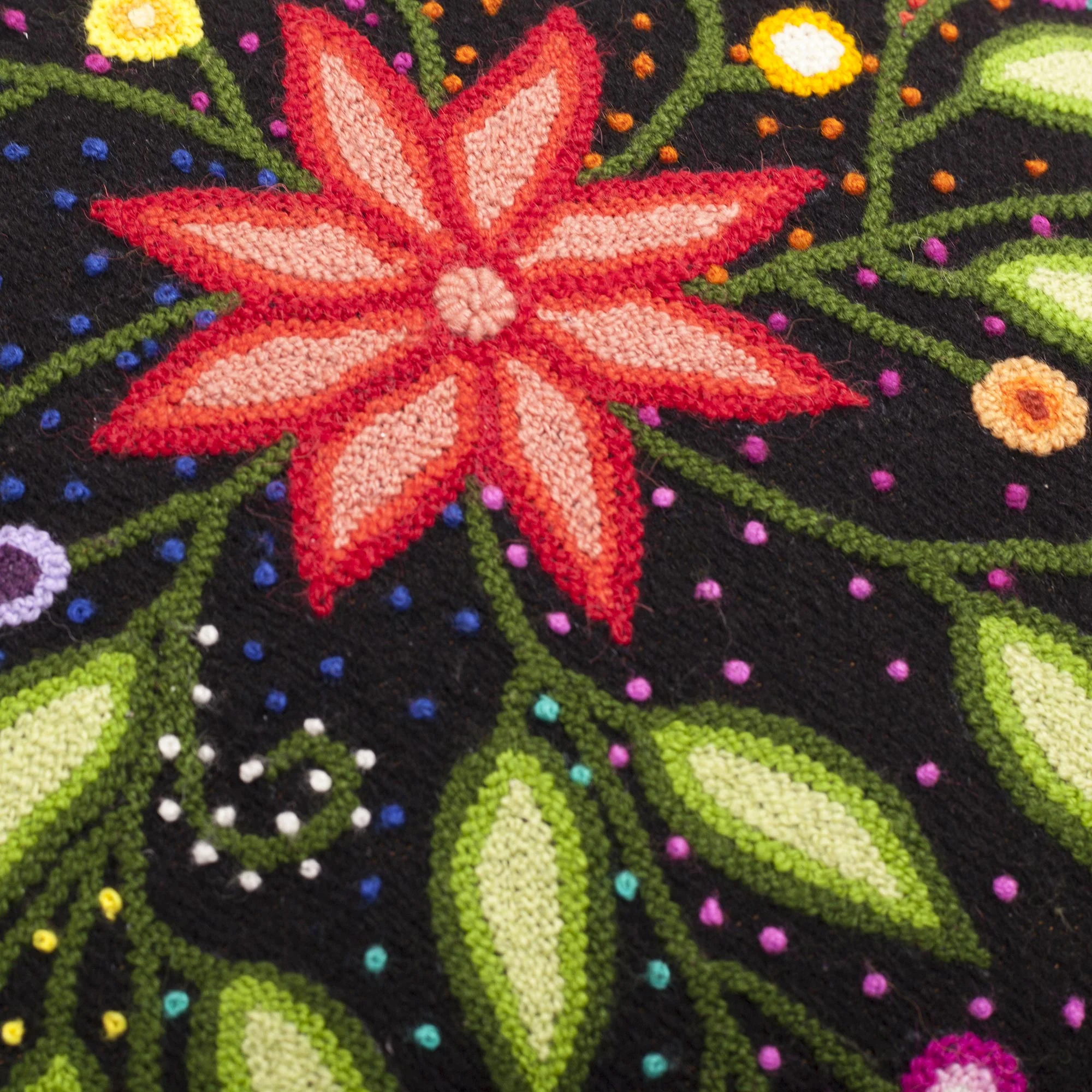 Dark Garden Floral Embroidered Wool Cushion Cover from Peru - Image 4