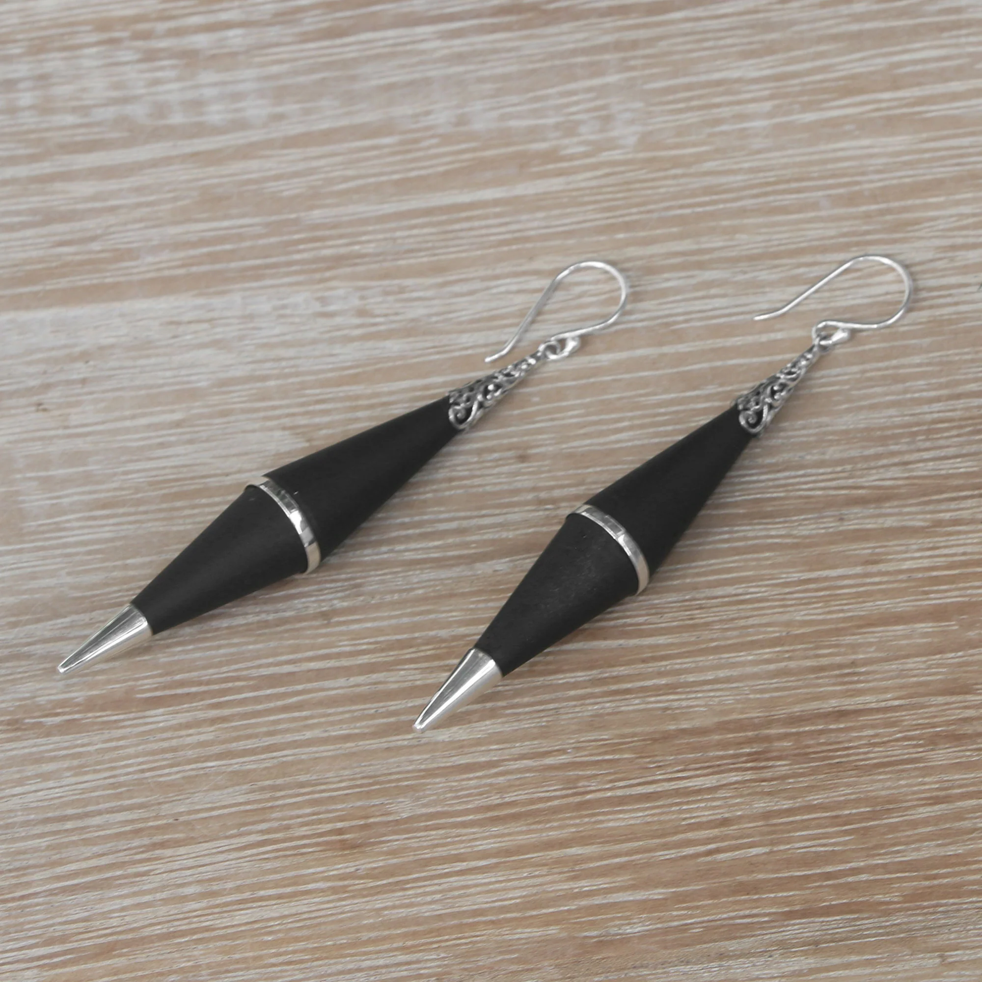 Dark Shards Sterling Silver Dangle Earrings - Image 3