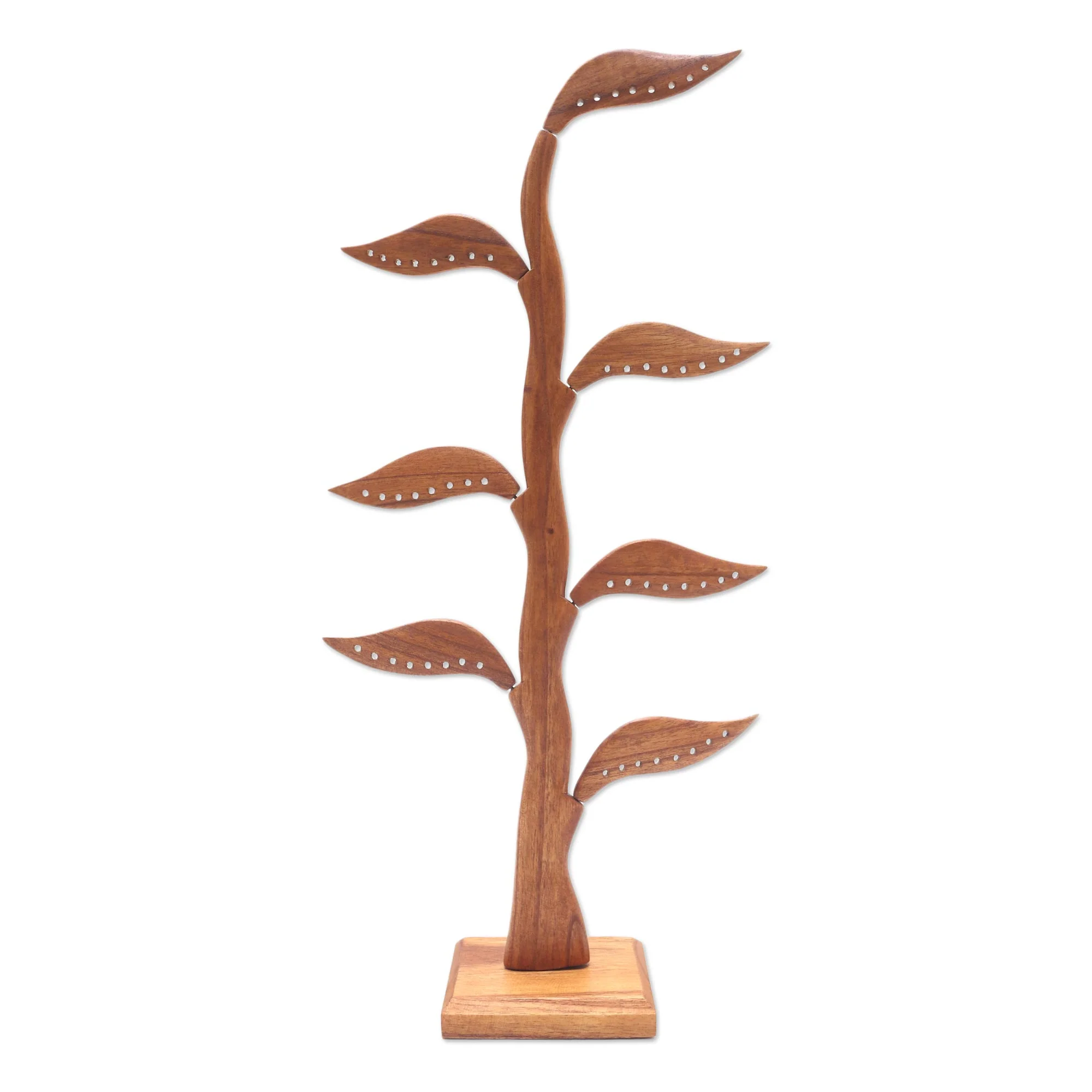 Daun Salam in Brown Handmade Jempinis Wood Leaf-Themed Jewelry Holder (21 Inch) - Image 2