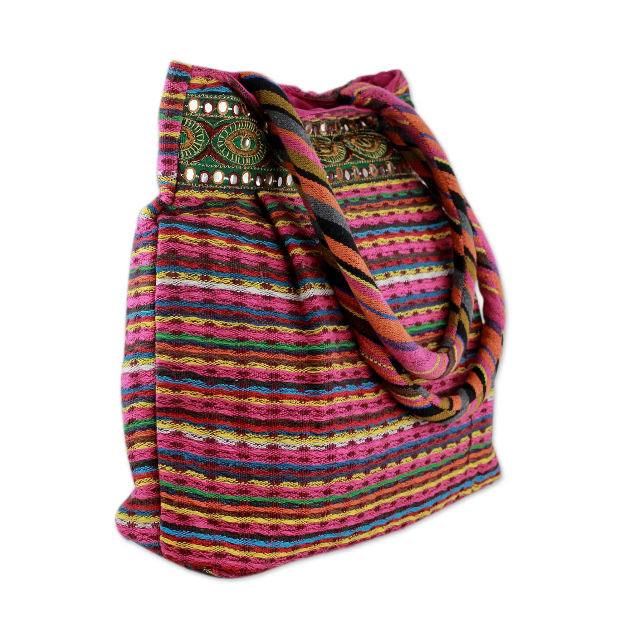 Dawn Rainbow Embellished Handcrafted Cotton Shoulder Bag - Image 3