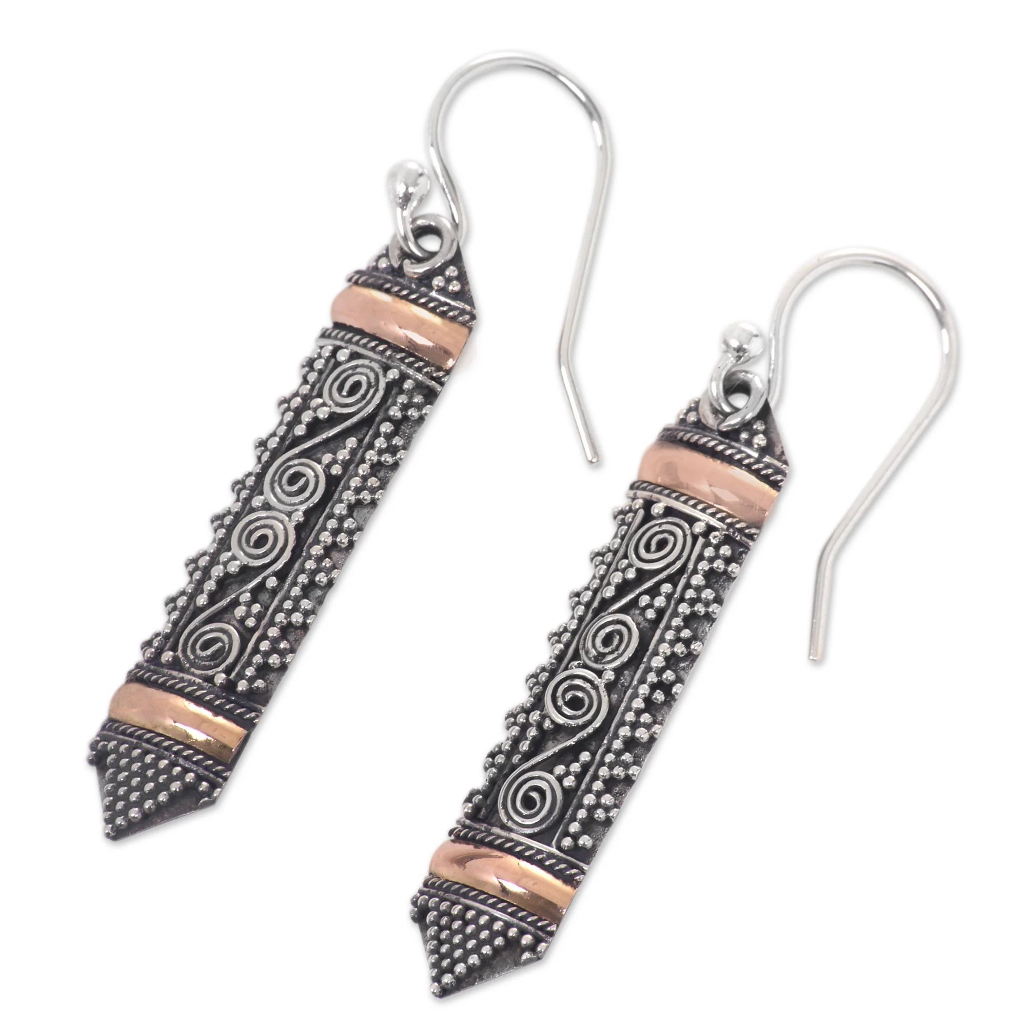 Dayak Shield Sterling Silver Earrings - Image 3